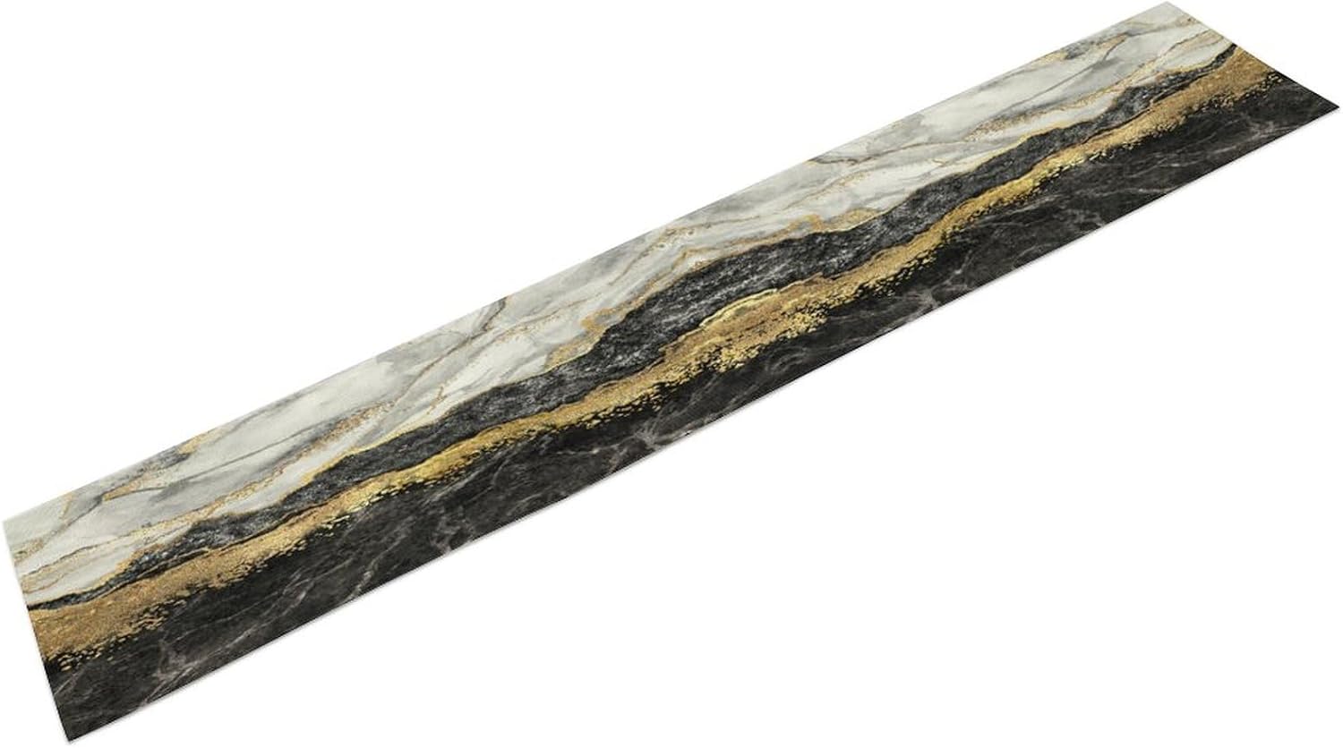 Table Runner White Black Gold Veins Marble Pattern Table Runner for Family Party Dinner Kitchen Table Holidays Home Decoration 13x120 Inch