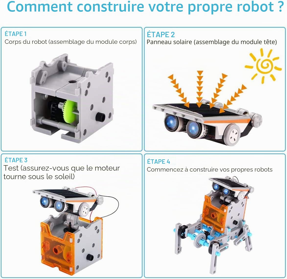 ACELIFE STEM Kit robot solaire, 12 en 1, jouet de construction, alimenté par l'énergie solaire, pour enfants âgés de 8 à 12 ans, garçons et filles, cadeau d'anniversaire