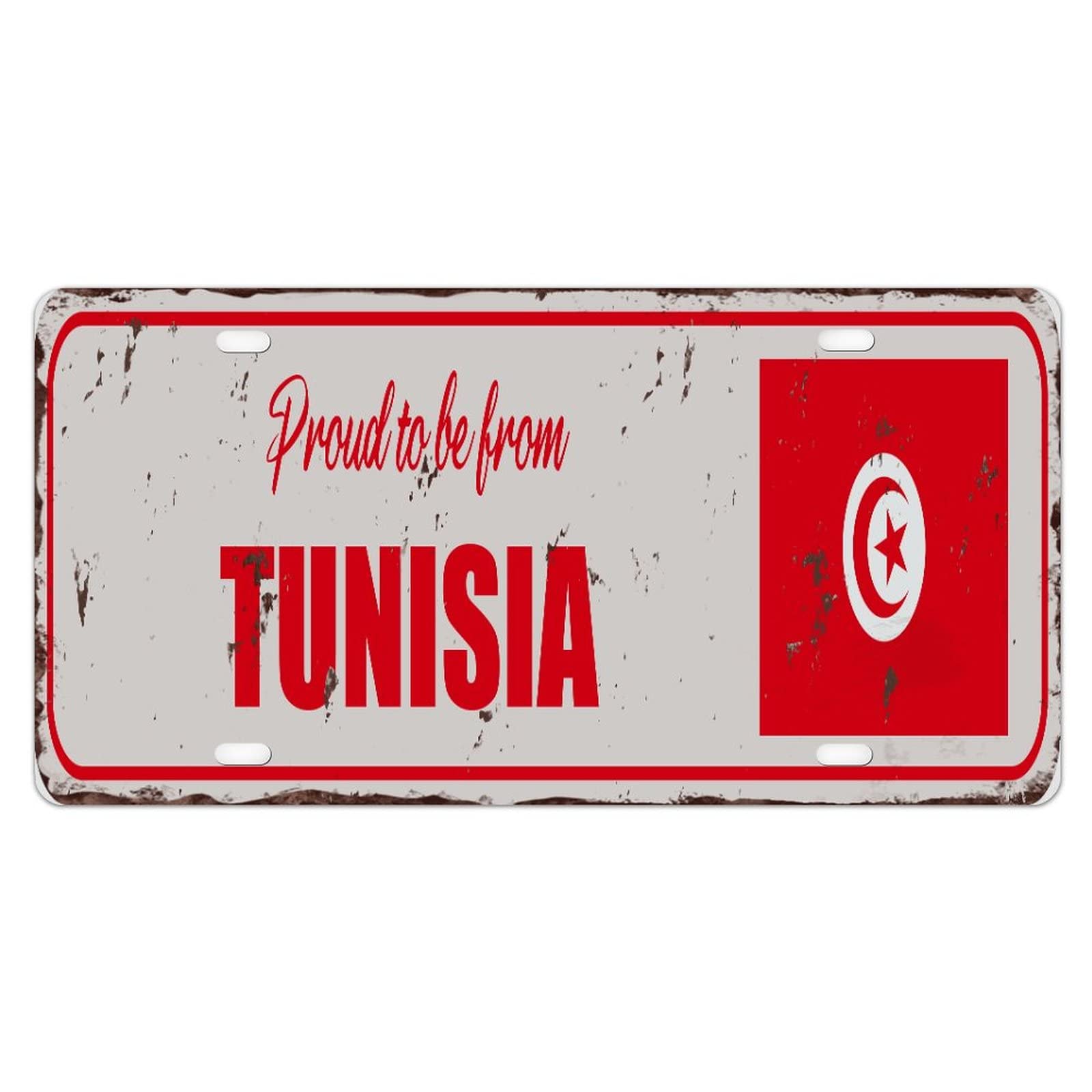 YelaceSing Tunisia Car License Plate Tin Sign Country Flag Proud to Be from Tunisia License Plate Covers National Flag Decor Car Decorative Front License Plate Gift for New Car Lover 8×12 INCH