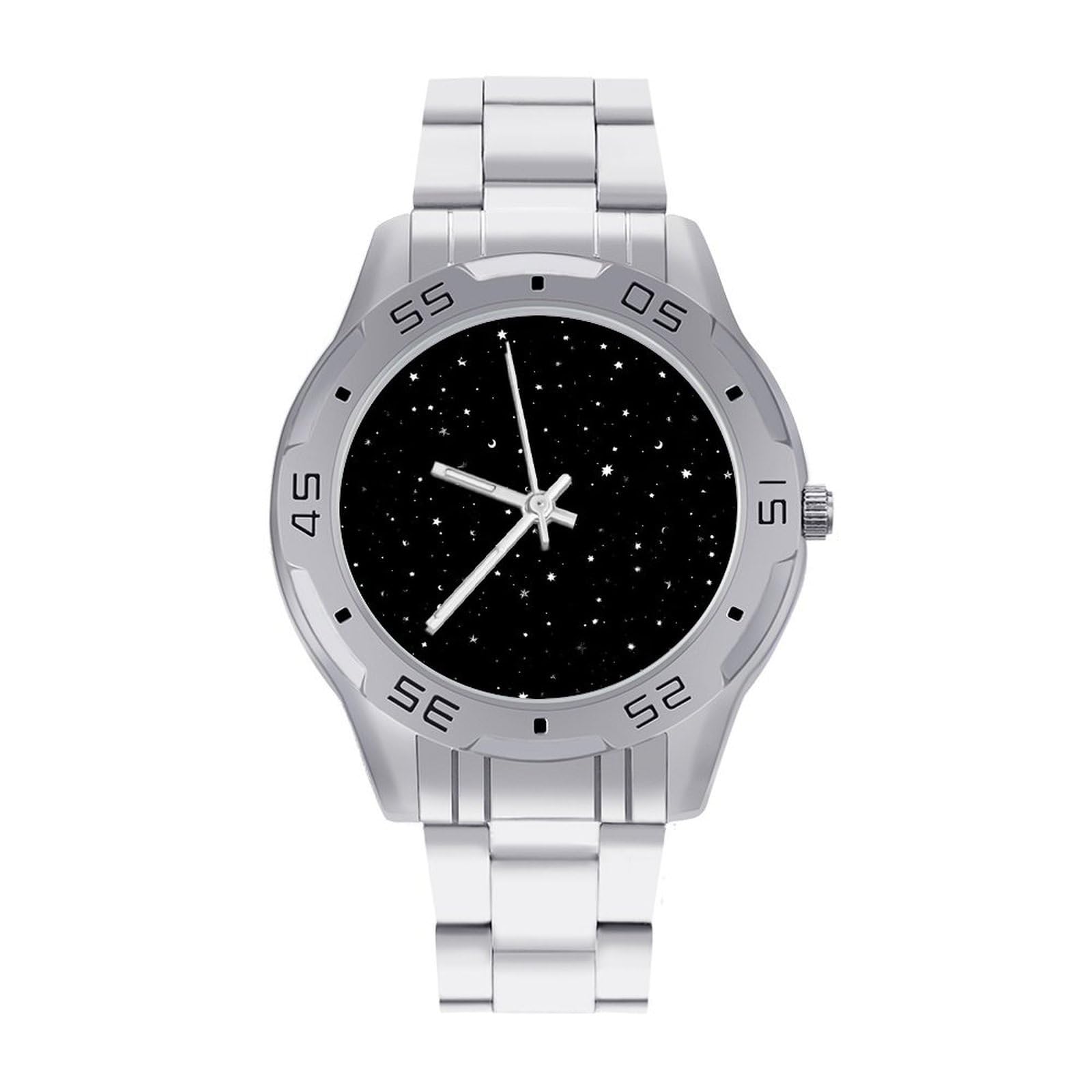 Black Universe Herren-Quarzuhr, trendige Edelstahl-Bänder, leicht lesbar, minimalistische Armbanduhren, Business Daily