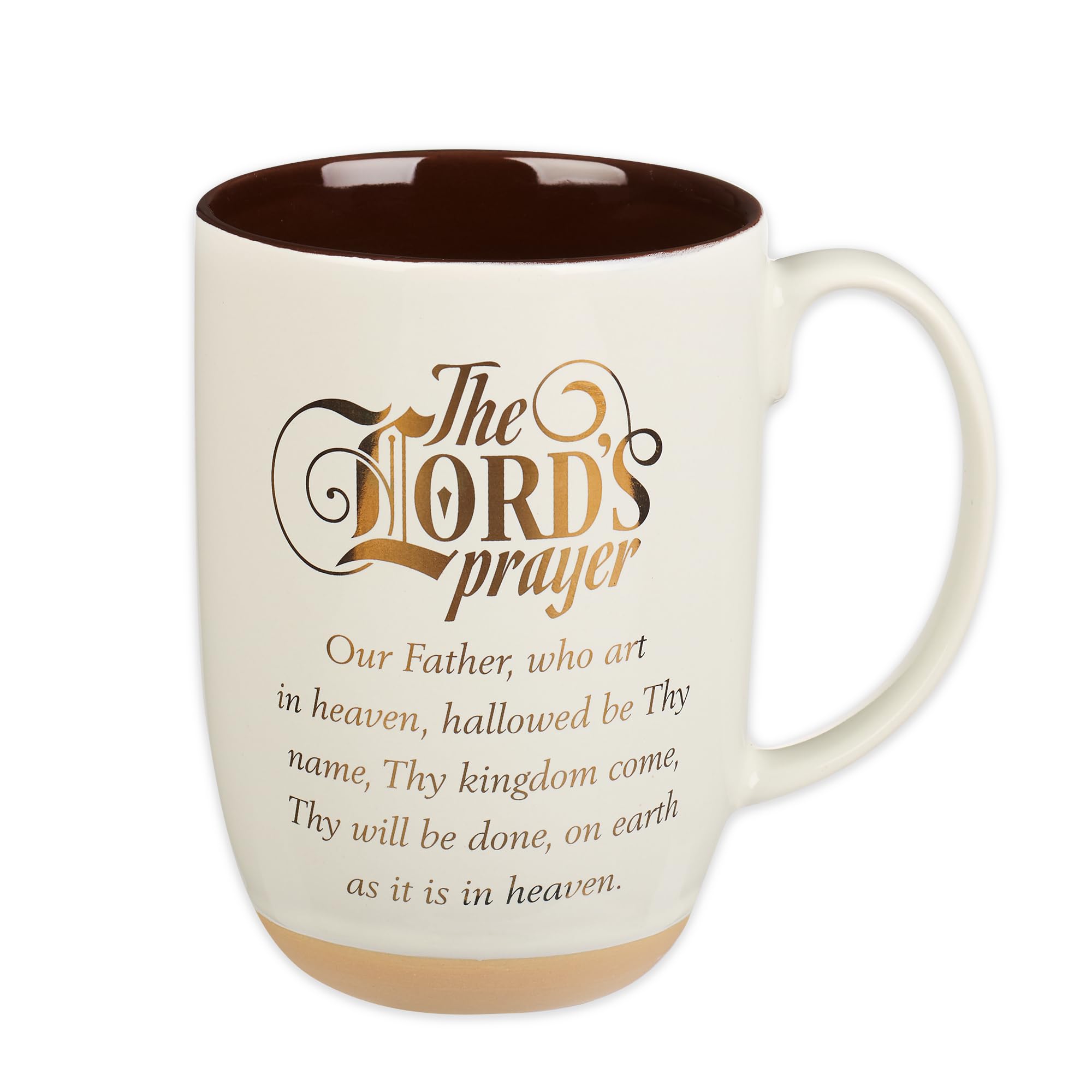 Christian Art Gifts White Clay Base Ceramic Coffee Mug – 15 oz. Lead and Cadmium-free Inspirational Scripture Coffee and Tea Mug for Men and Women with Bible Verse: The Lord's Prayer –Matthew 6:9-13