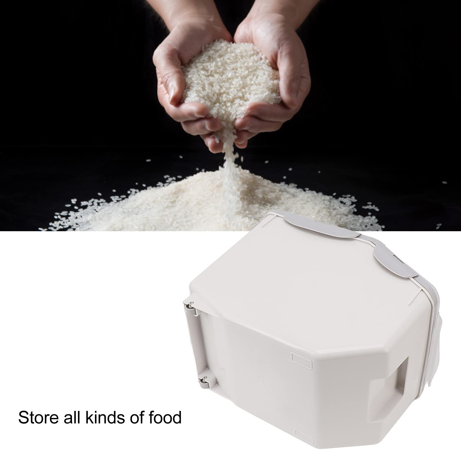 Zunate Contenitore Sigillato per la Conservazione del Riso da 15 Kg |Organizzatore di Alimenti Ventilato con Tazza per Farina, Fagioli, Contenitore da, Salvaspazio (Grigio 15 kg)