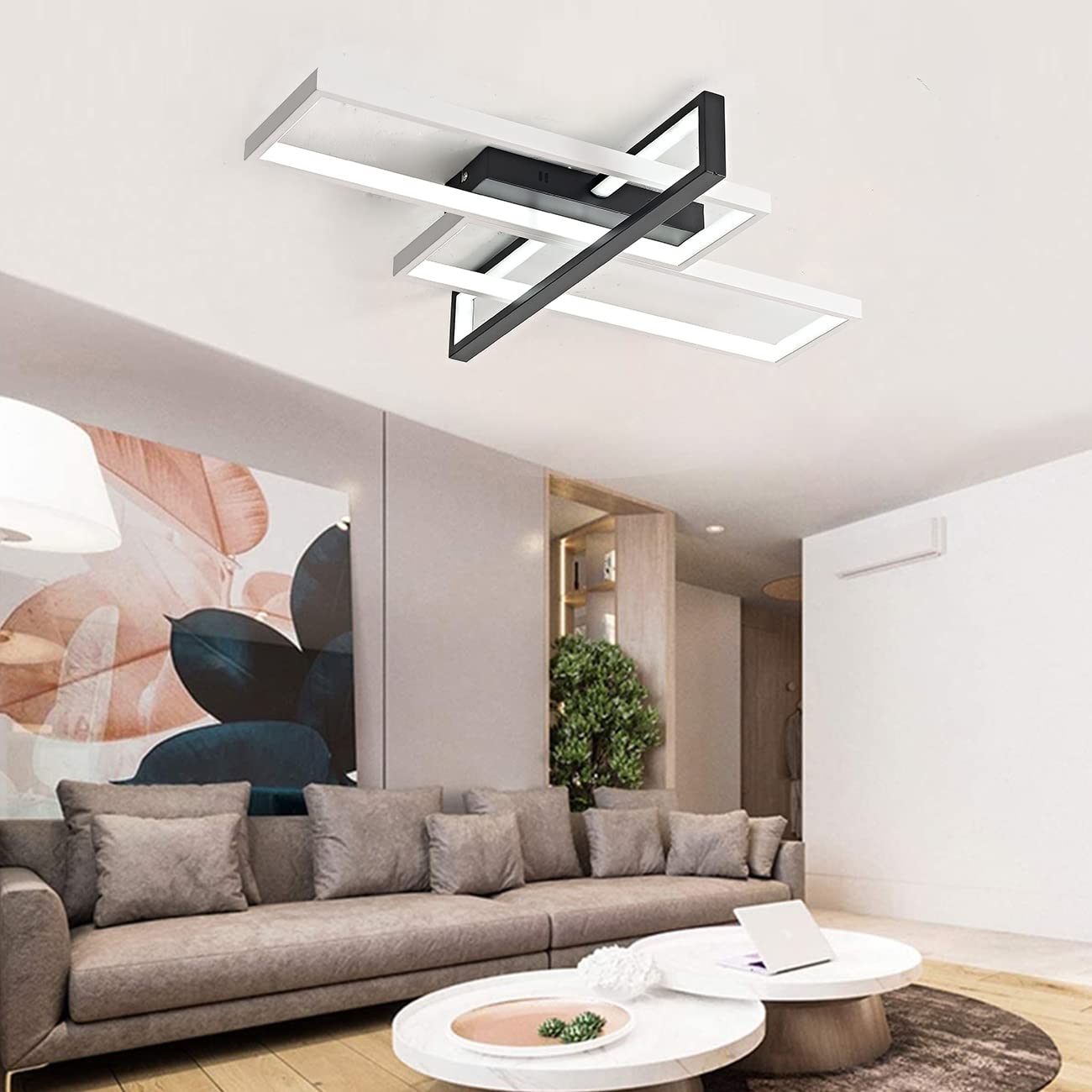 Lampa sufitowa LED do sypialni, jadalni, kuchni, salonu, prostokątny design, lampa sufitowa z akrylowym kloszem
