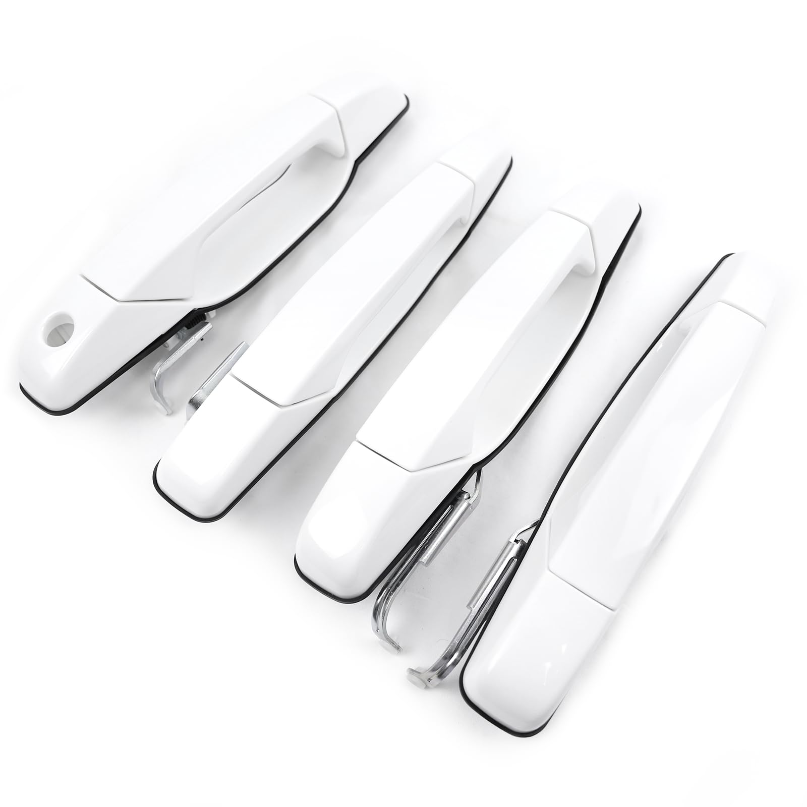 White Exterior Door Handle 4 PCS Front Rear Driver Passenger Compatible with 2007-2014 Cadillac Escalade Chevy Avalanche Silverado Suburban GMC Sierra