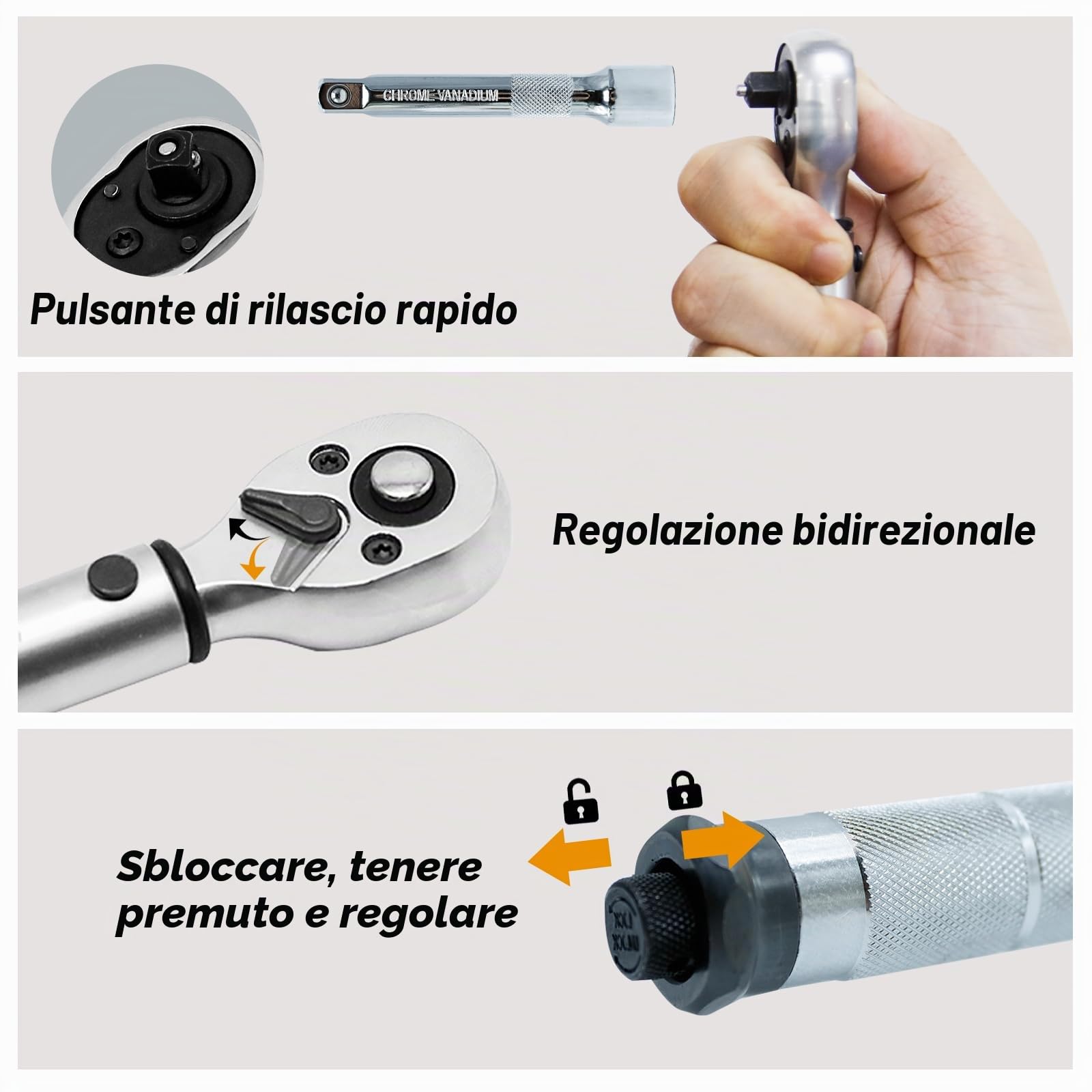 CCLIFE 6 Pezzi Chiave Dinamometrica, 1/2" 28-210 Nm Cr-V, Set di Chiavi Dinamometriche per Auto e Moto con Bussole 17mm 19mm 21mm e Barra di Prolunga 1/2'' 5''