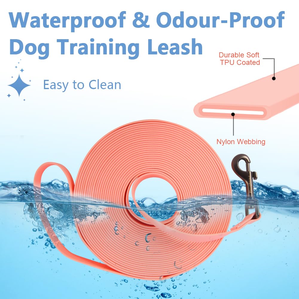 Longe pour Chien,Laisse pour Chien avec poignée et Sac de Rangement, Laisses de Dressage étanches pour Chiens,1.5m/3m/5m/10m/15m Longe Robuste pour Petits, Moyens et Grands Chiens