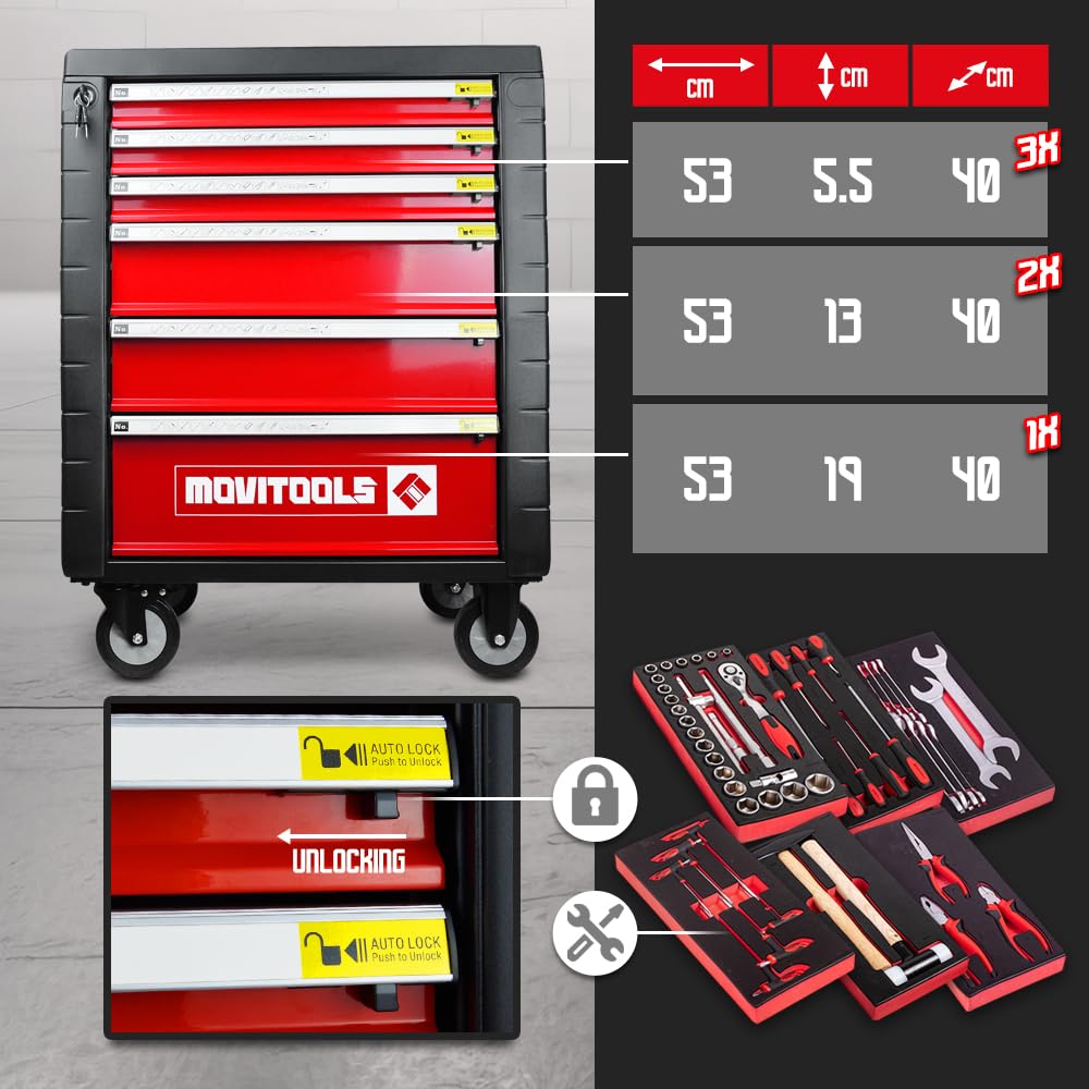 Servante d Atelier 6 tiroirs + 54 Accessoires