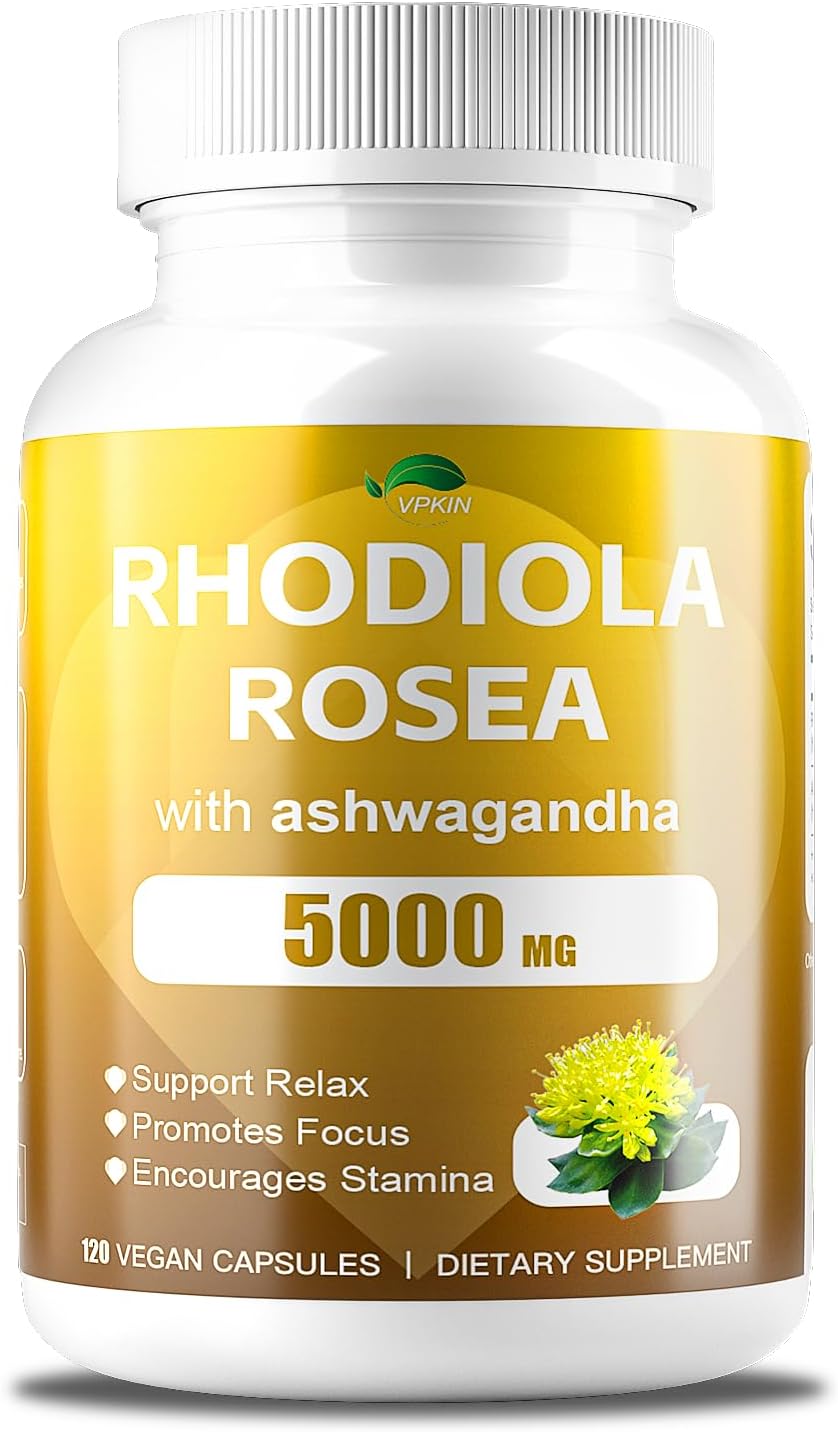4000MG Rhodiola Rosea with Ashwagandha,Organic Rhodiola Rosea Supplement,Natural Adaptogen for Clarity & Vitality, 120 Capsules 4000MG Rhodiola Rosea with Ashwagandha,Organic Rhodiola Rosea Supplement,Natural Adaptogen for Clarity & Vitality, 120 Capsules