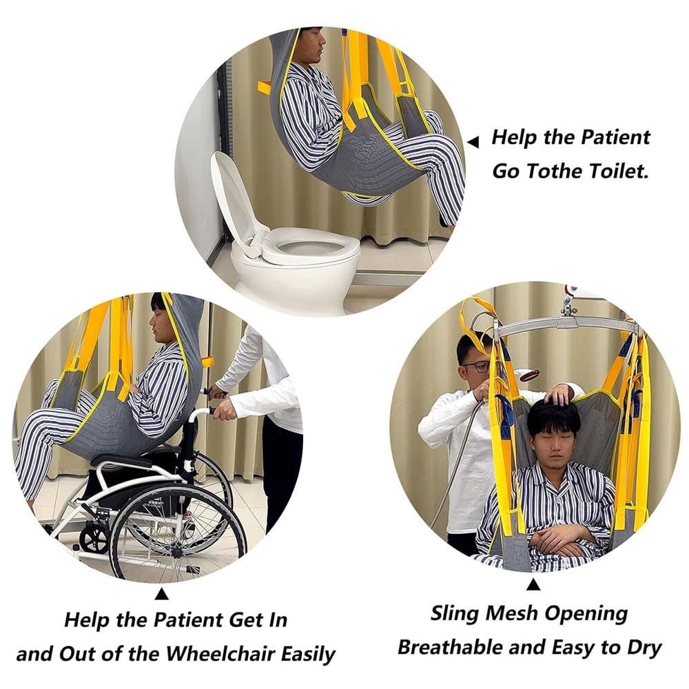 Ayuda al Paciente Acolchado con Soporte para la Cabeza, arnés de elevación de Pacientes Universal con Abertura para el Inodoro, arnés de Cuerpo Completo para elevad Large