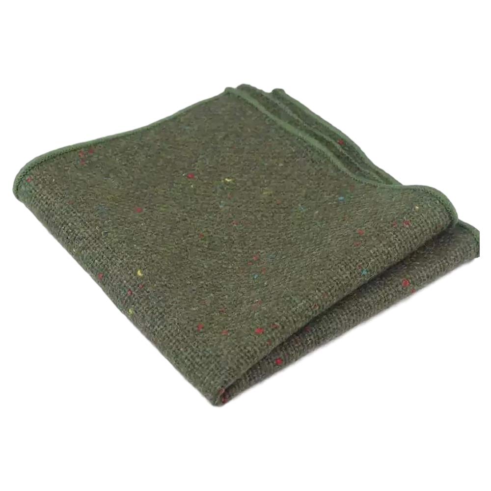 Db Dickie Bow Men's Olive Green Luxury Wool Pocket Square (Olive Green) - Suitable For Formalwear, Office, Weddings, Parties, Grooms & Grooms Outfits
