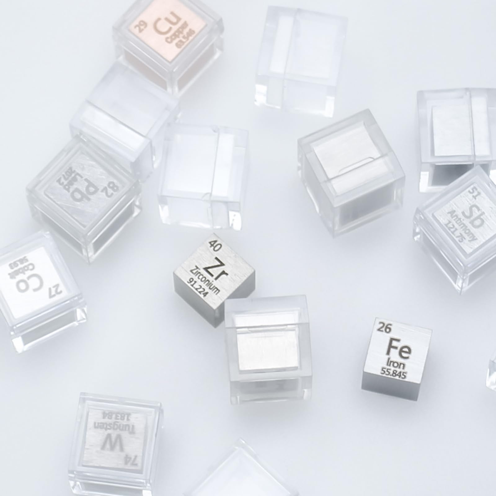 Cubes Élémentaires Cubes de Densité pour la Science 0.39in/10mm 9pcs Set pour les Collections d’Éléments le Matériel d’Expérience de Laboratoire-Ni Cu Zn Y Zr Nb Mo Sn Sb