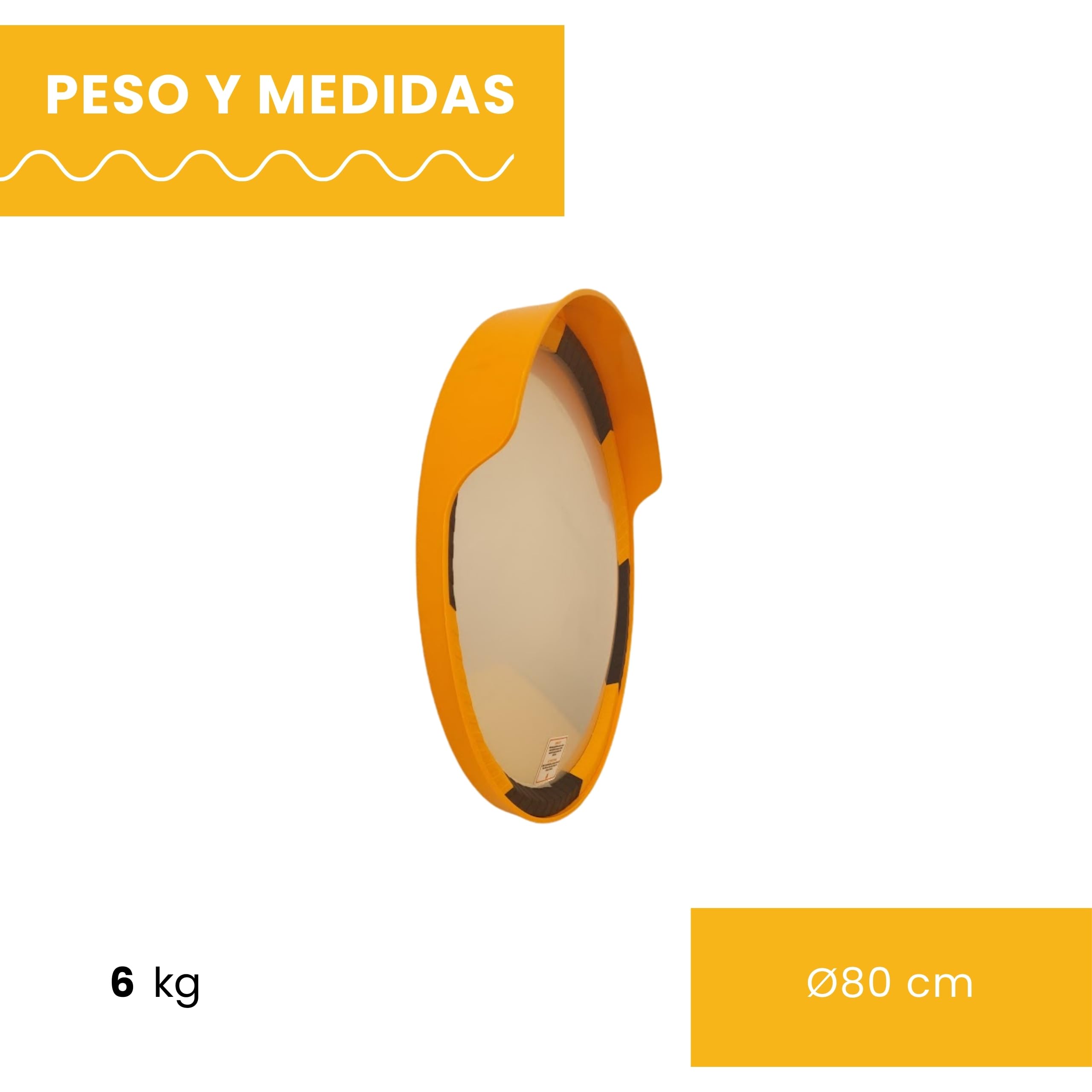 PARKING FACIL | Espejo de Tráfico Convexo de Seguridad con Marco | Tamaño: Ø 80 cm | Color Naranja y Negro | Incluye Soporte Poste y Pared | 1 Unidad
