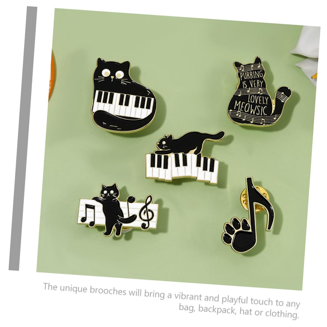 Healvian Spilla Corpetto Spillo Perni Spilla Con Animali Carino Spille Distintive Pin Per Gatto Vestiario Spilla Per Abbigliamento Smalto Musicale A Tema Black Lega