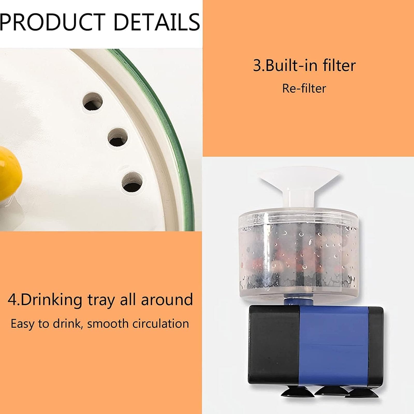 Bebedero Automático De Cerámica Para Mascotas, Bebedero Para Gatos Con Bomba Y Filtro Ultrasilenciosos, Tazón De Gran Capacidad De 1,5 L (50 Oz), Dispensador De Agua Automático Para Gatos,Azul,M