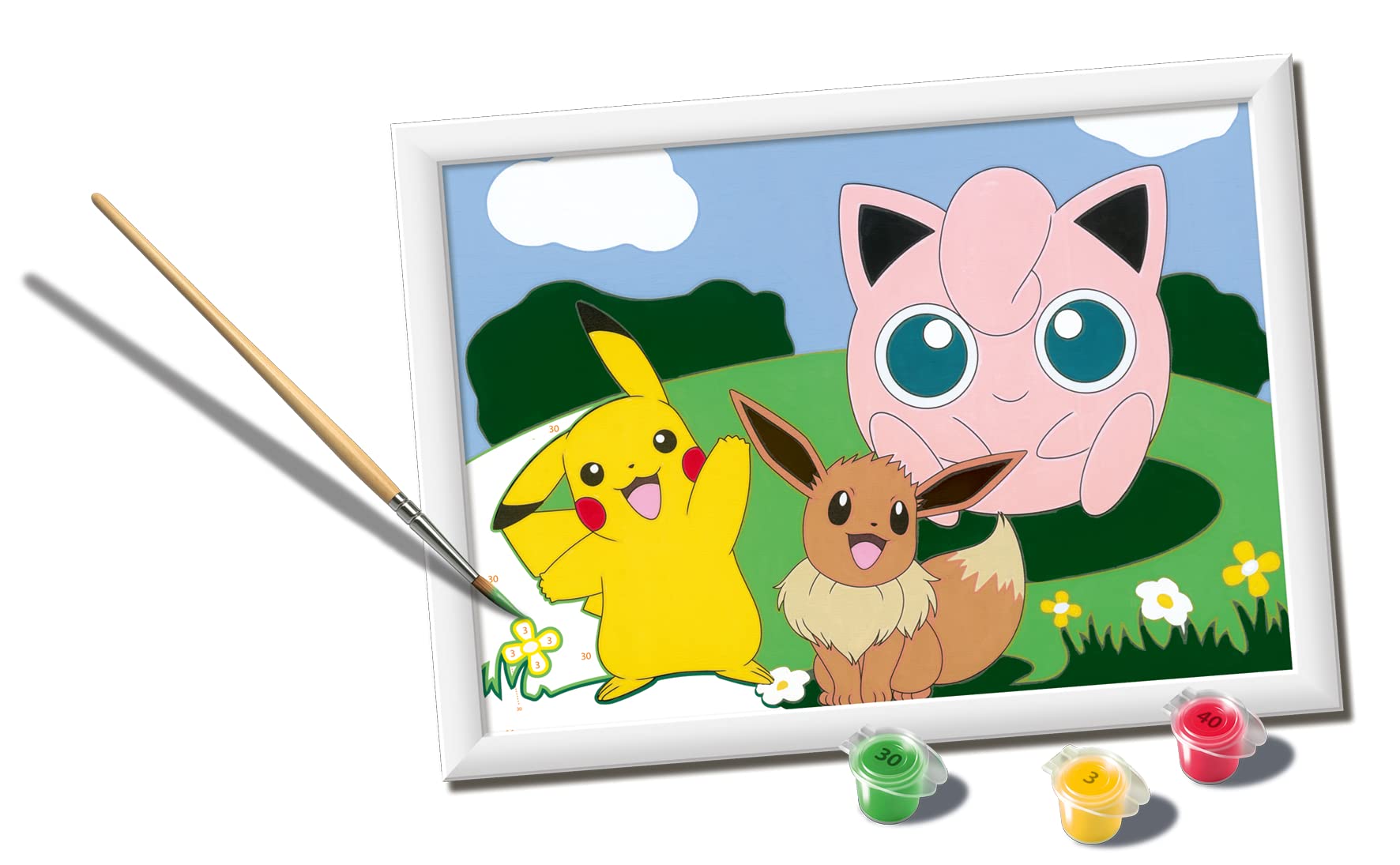 Ravensburger CreArt: Pokémon – Dipingere con i Numeri per Bambini 7+ Anni, Kit Pittura con Tavole, Cornice, Pennello e Colori Inclusi, 25 x 18,30 cm, Idee Regalo