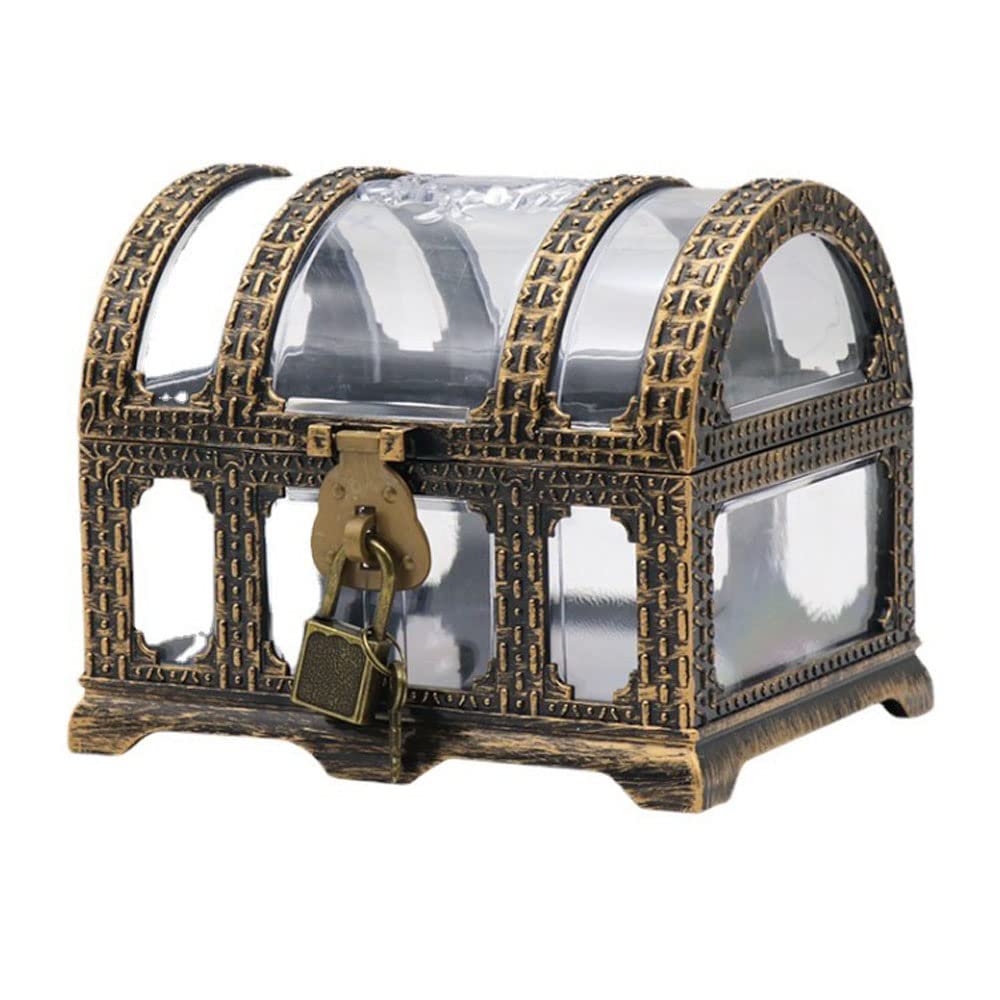 Coffre Au Trésor Pirate Enfant - Mini Coffre Avec Cadenas - Décoration Chasse Au Trésor - 14x11x11cm