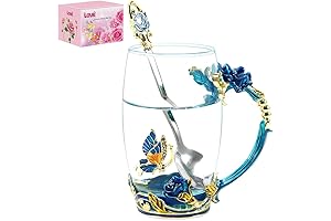 Birthday Gifts For Women,Butterfly Flower Glass Tea Cup