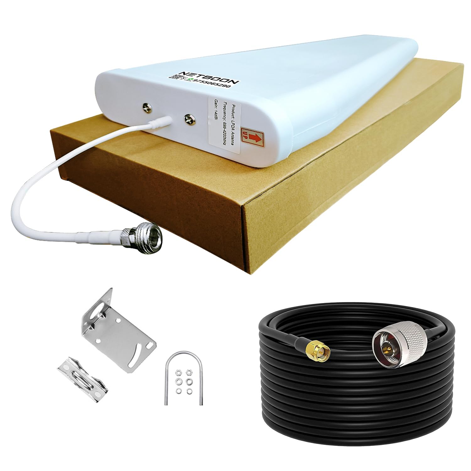 NETBOON 14 dBi LPDA Outdoor Directional Antenna with 25 Meter HLF200 Low Loss Coaxial Cable – Wide Frequency Range, Weatherproof Build, High Gain-image-17