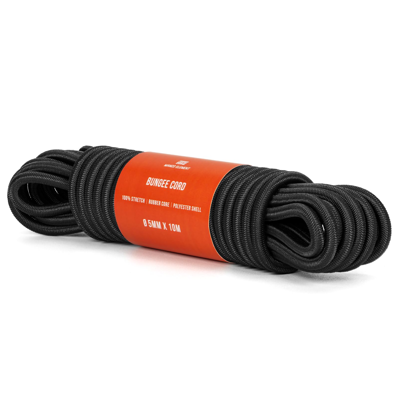 Manco Element Black Bungee Cord 5Mm X 10M Elastic Cord Shock Cord