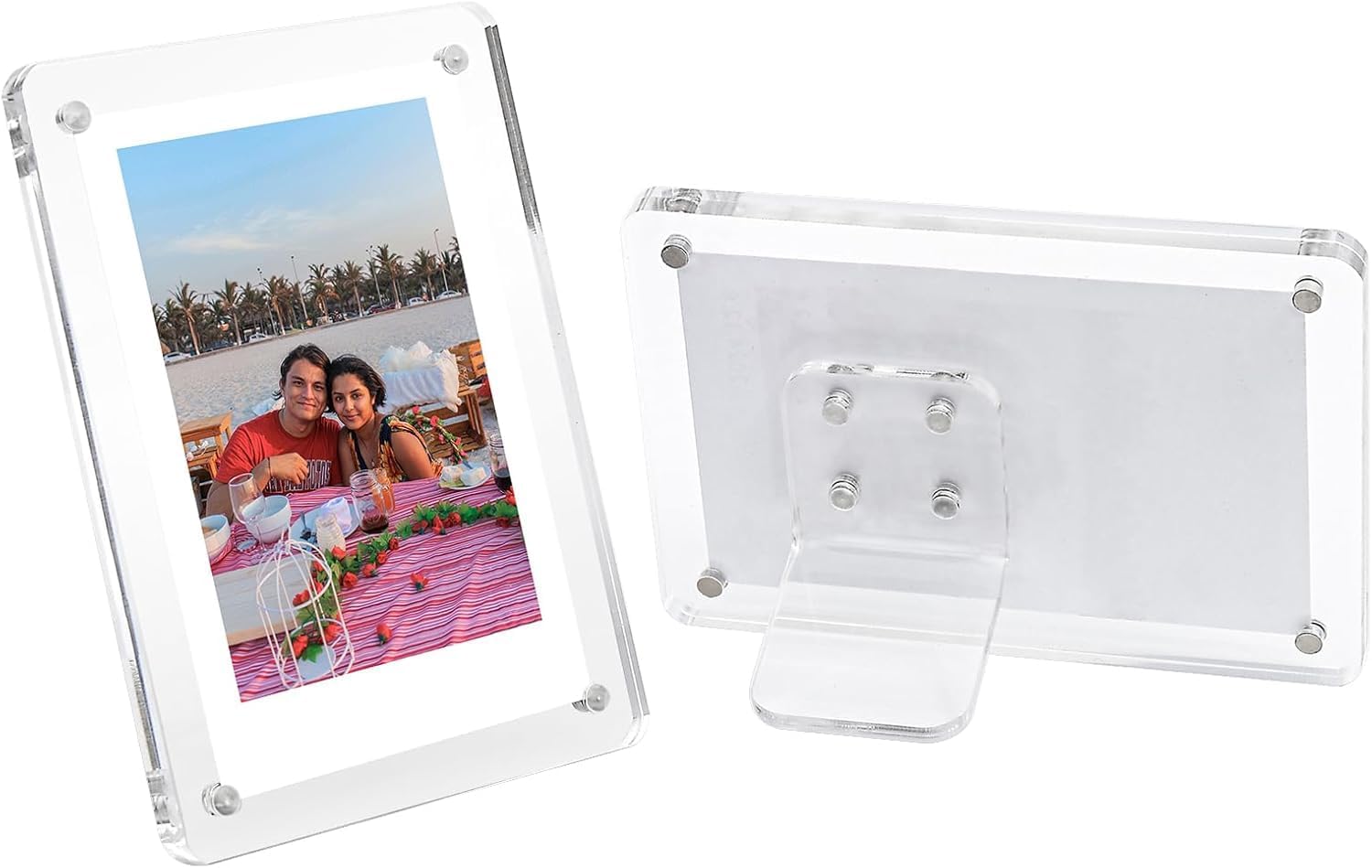 PICASSO SIGNAGE 5x7 Inch Acrylic Magnetic Photo Frame for Table | Double-Sided Floating Display | Strong Magnets with Removable Stand | Premium Clear Picture Frame for Home & Office (Pack of 1)