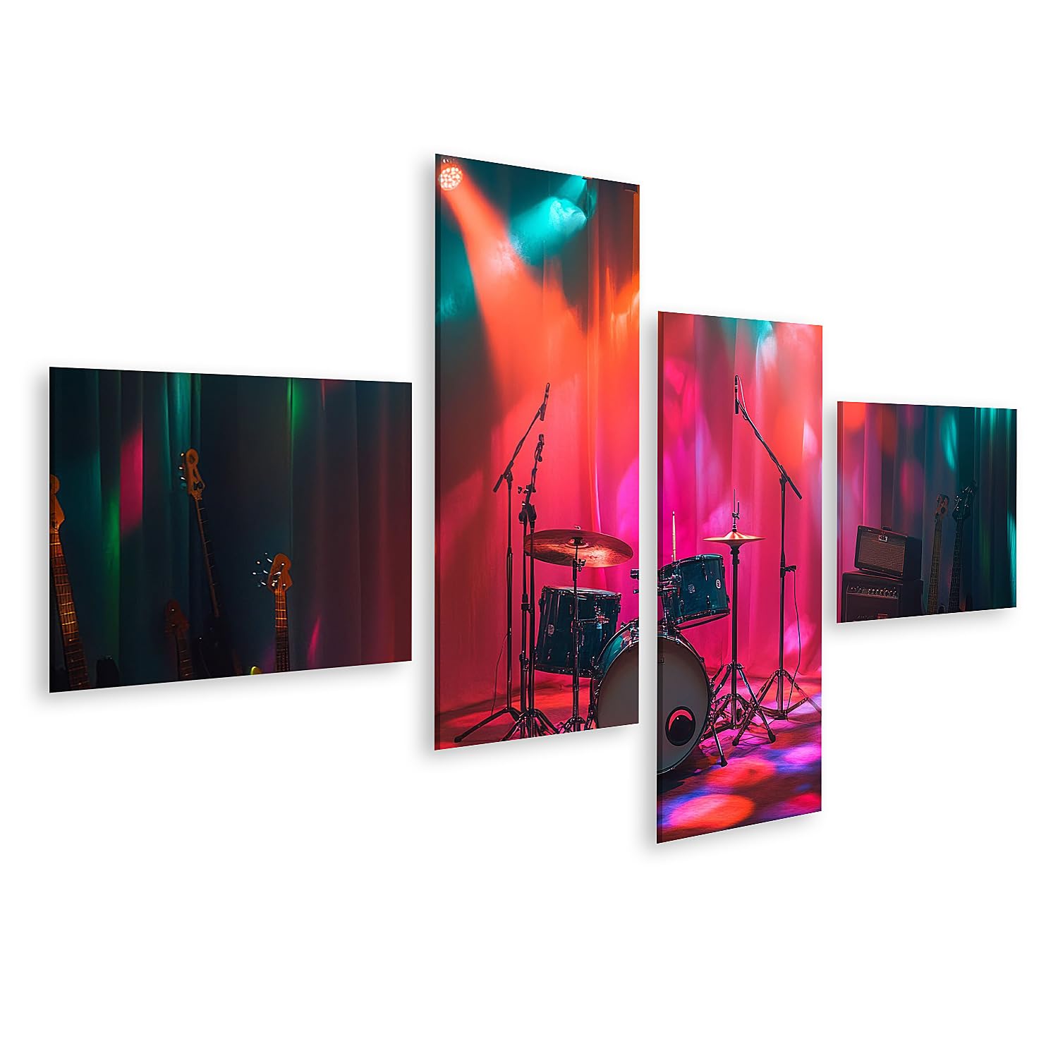 islandburner Prime Immagine su tela Luce colorata e strumenti sul palco per soggiorno amanti della musica negozio immagini murali poster