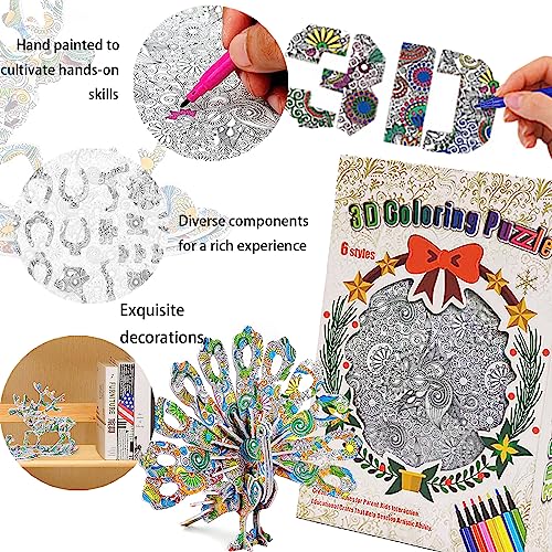 YOUYIKE 6 Pack Puzzle 3D da Colorare, Set di