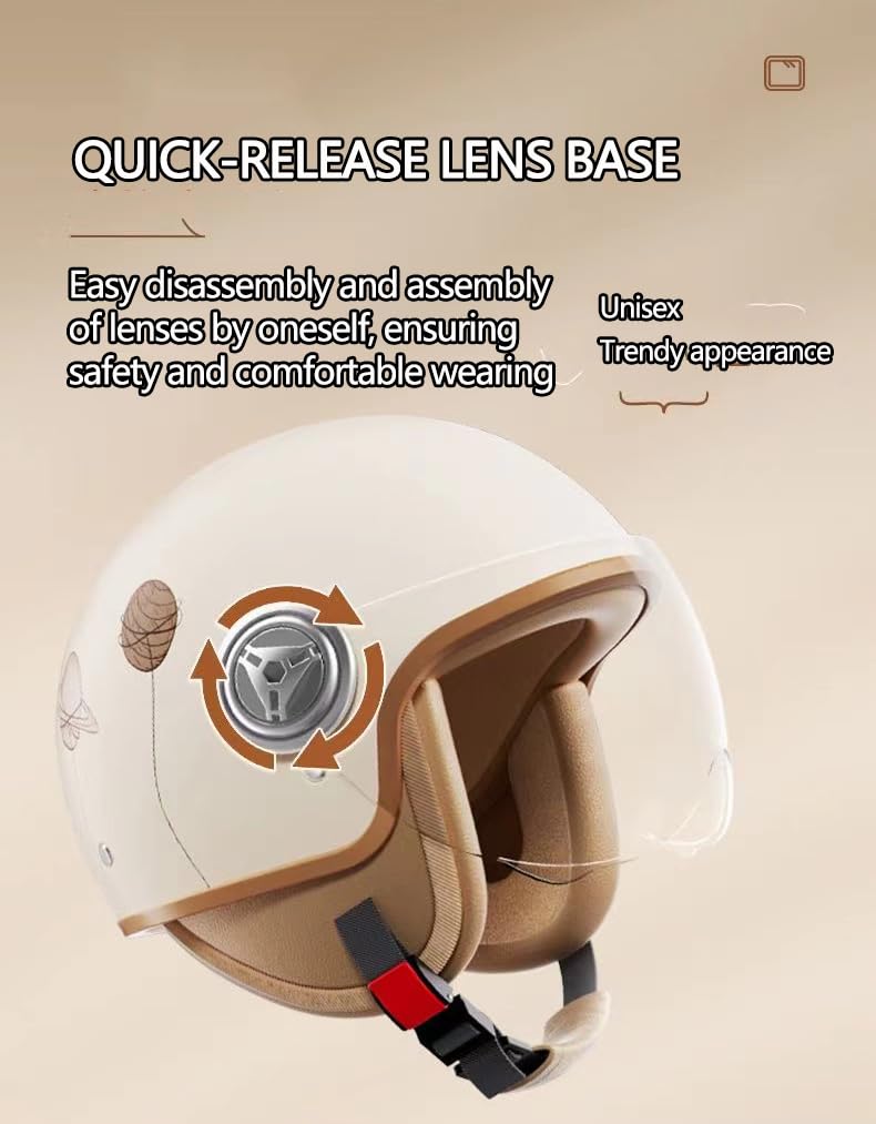 Open Face Motorcycle Helmet For Cool Girl, DOT Approved Retro