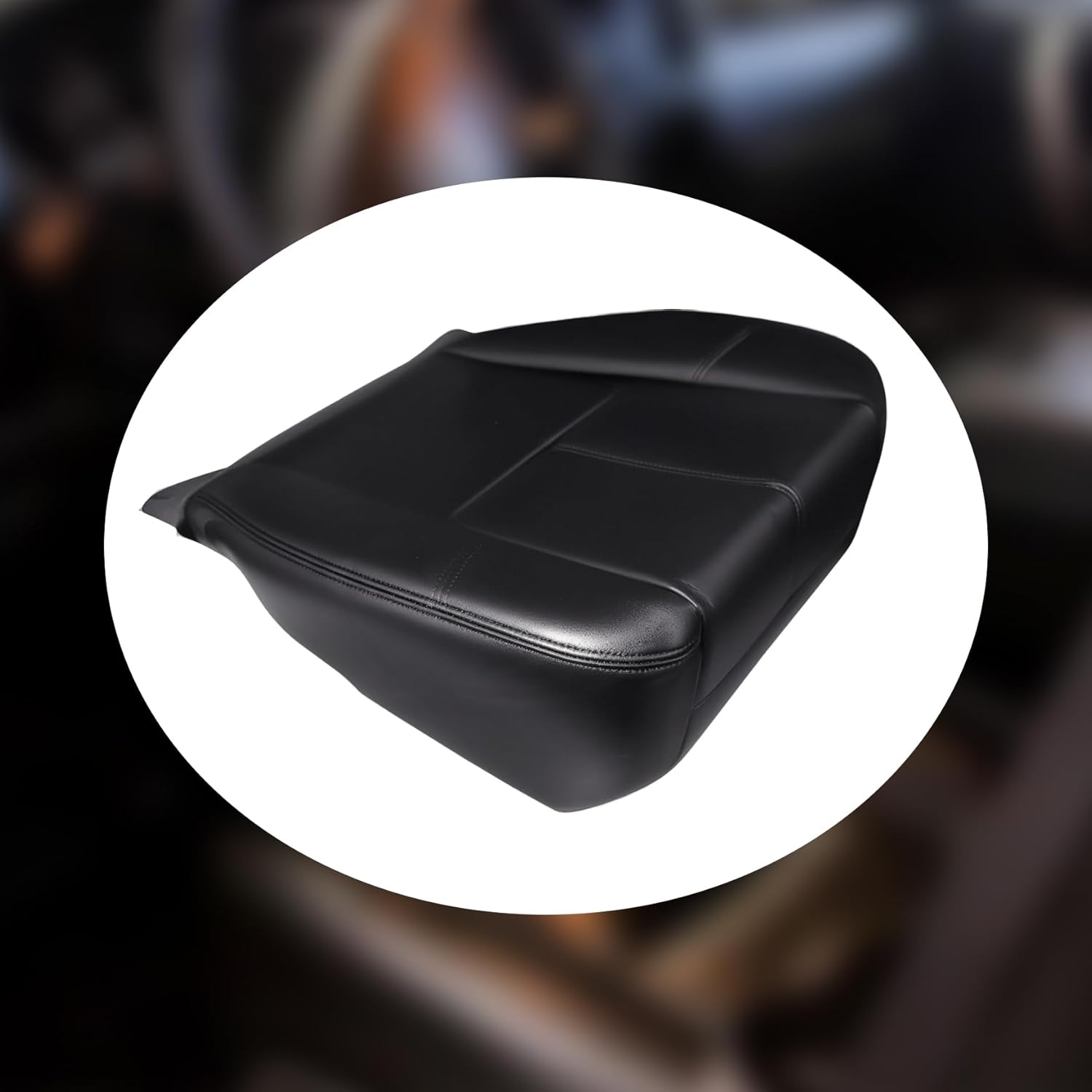 Black Leather Driver or Passenger Bottom Seat Cover Compatible with Chevy Silverado Sierra Tahoe Suburban Avalanche Yukon Yukon XL 2007 2008 2009 2010 2011 2012 2013 2014