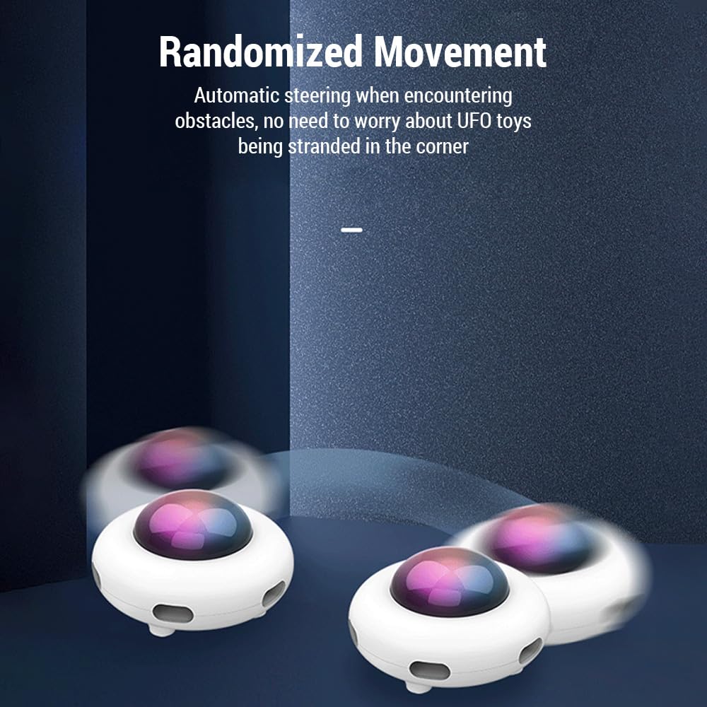 Qcwwy Jouets Interactifs UFO pour Chat, Automatique Intelligent 3 Modes, Soucoupe Volante électrique Intelligente par gravité, Fournitures pour Animaux de Compagnie, Jouet d'exercice,
