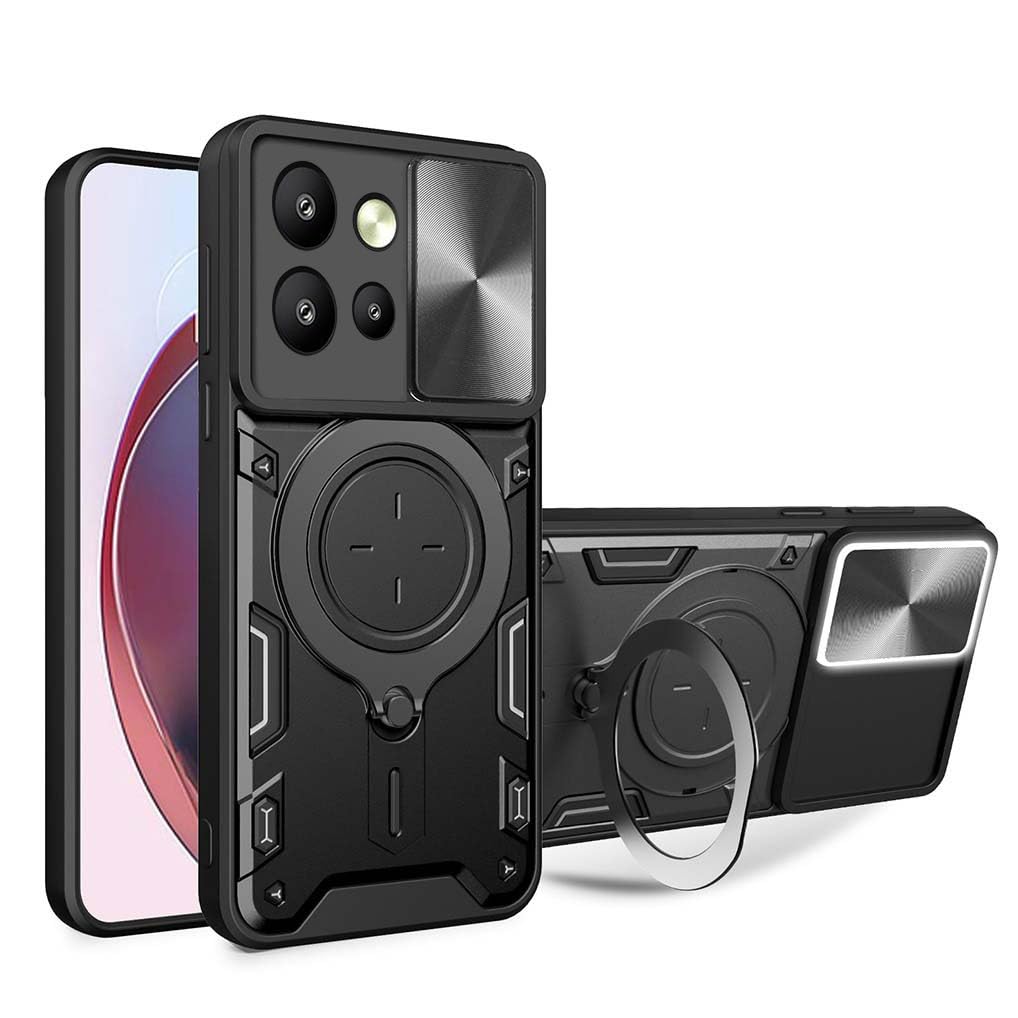 Lustree Back Cover Anti-Drop Case with 360° Metal Bracket and Sliding Camera Cover Case for Motorola Edge 50 Neo - Black (B0DHZRF861) Amazon Price History, Amazon Price Tracker
