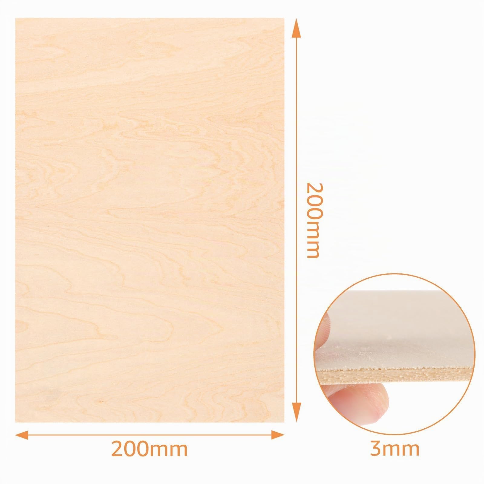 YAYODS 26 Piezas tablero madera, 300x200mm madera manualidades, contrachapado 3mm, madera de balsa, maderas para bricolaje,tablones de madera,chapa de madera,tableros de madera, madera para tallar