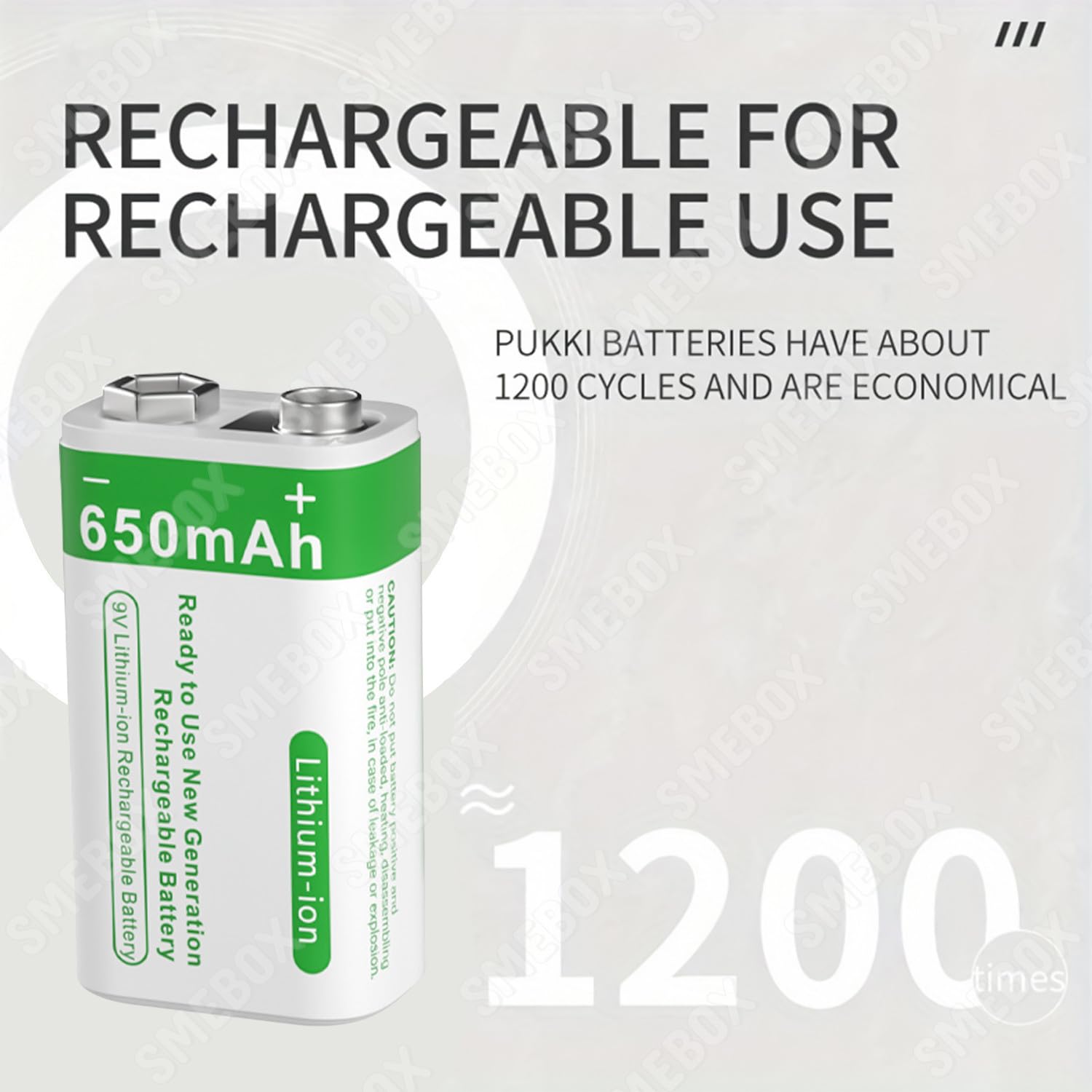 Pilas Recargables de 9V con Cargador y Cable USB, Pila Litio Recargable 650mAh (5850mWh) para Detector Humo, Multímetro, Mando a Distancia, Micrófono Inalámbrico, Guitarra Eléctrica (8 Pcs)