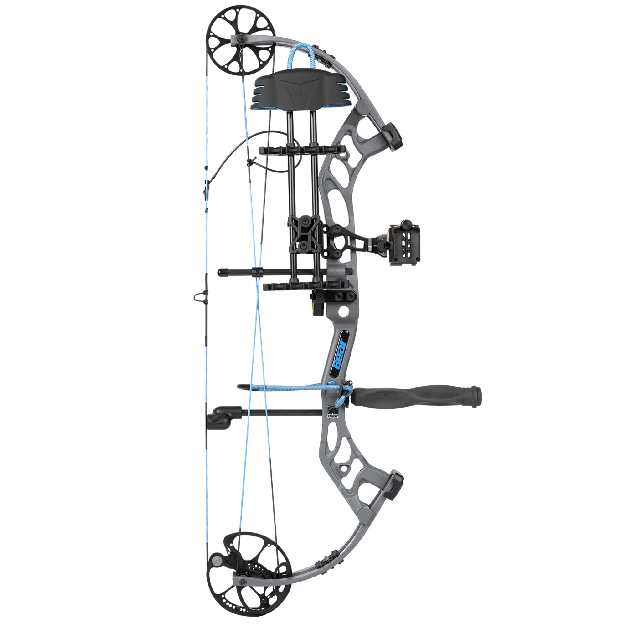 Bear Archery Prowess Ready to Hunt Compound Bow Package for Women and Youth, Left Hand, Gray/Electric Blue