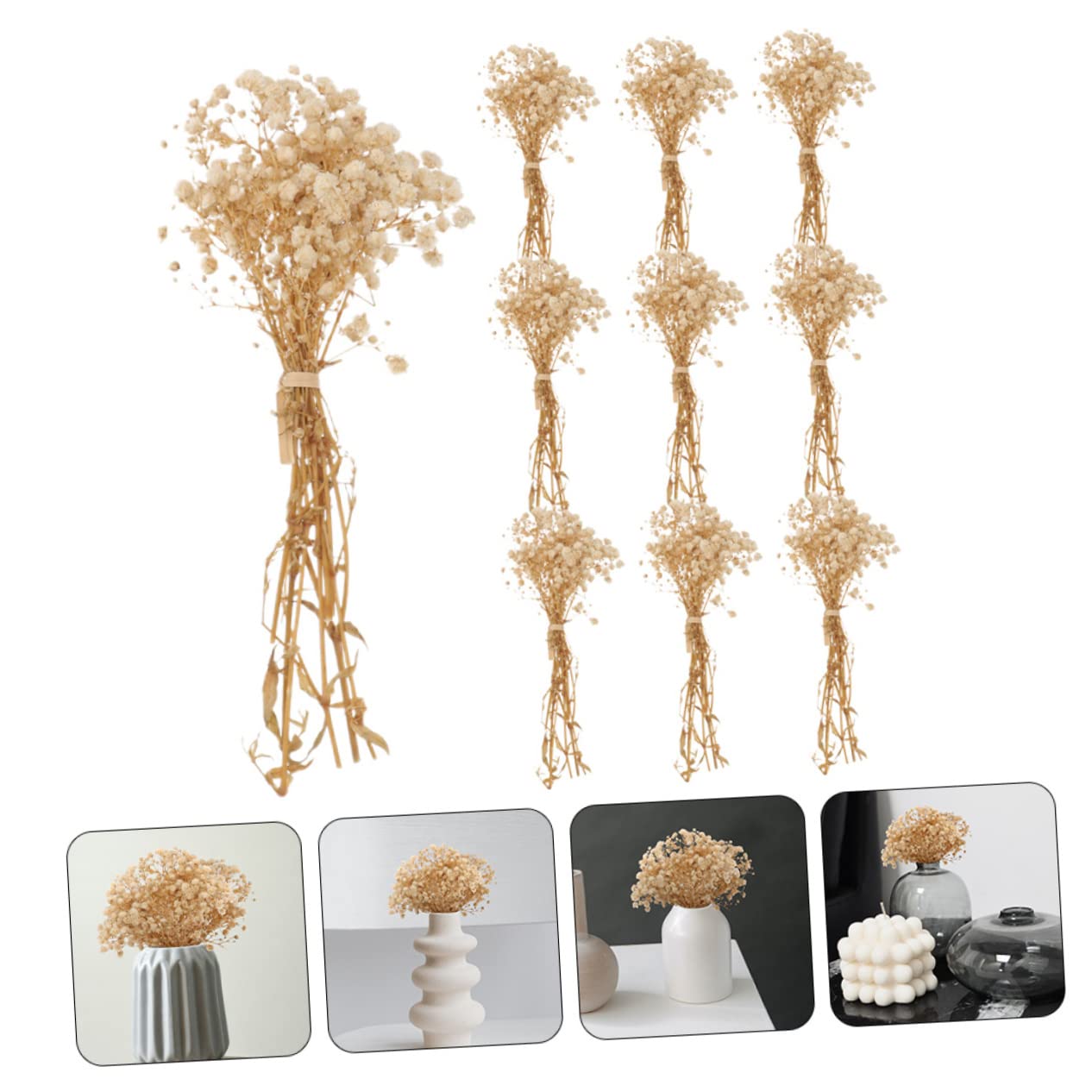 Gatuida Lot De 2 Petits Bouquets De Gypsophiles pour Bébés Sachets De Quenouilles Pétales De Rose Séchés Fleurs Séchées Fleurs Jaunes Séchées Bouquet Séché Tiges Séchées Décoration