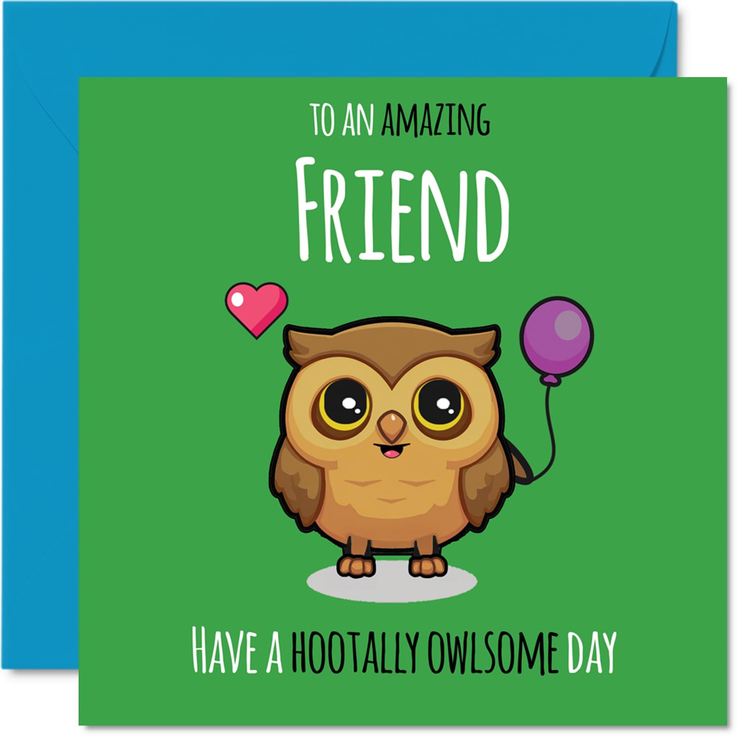 Friend Birthday Card - Hootally Owlsome - Happy Birthday Card for Friend from Best Friends Bestie, 145mm cute owl Bday Greeting Cards
