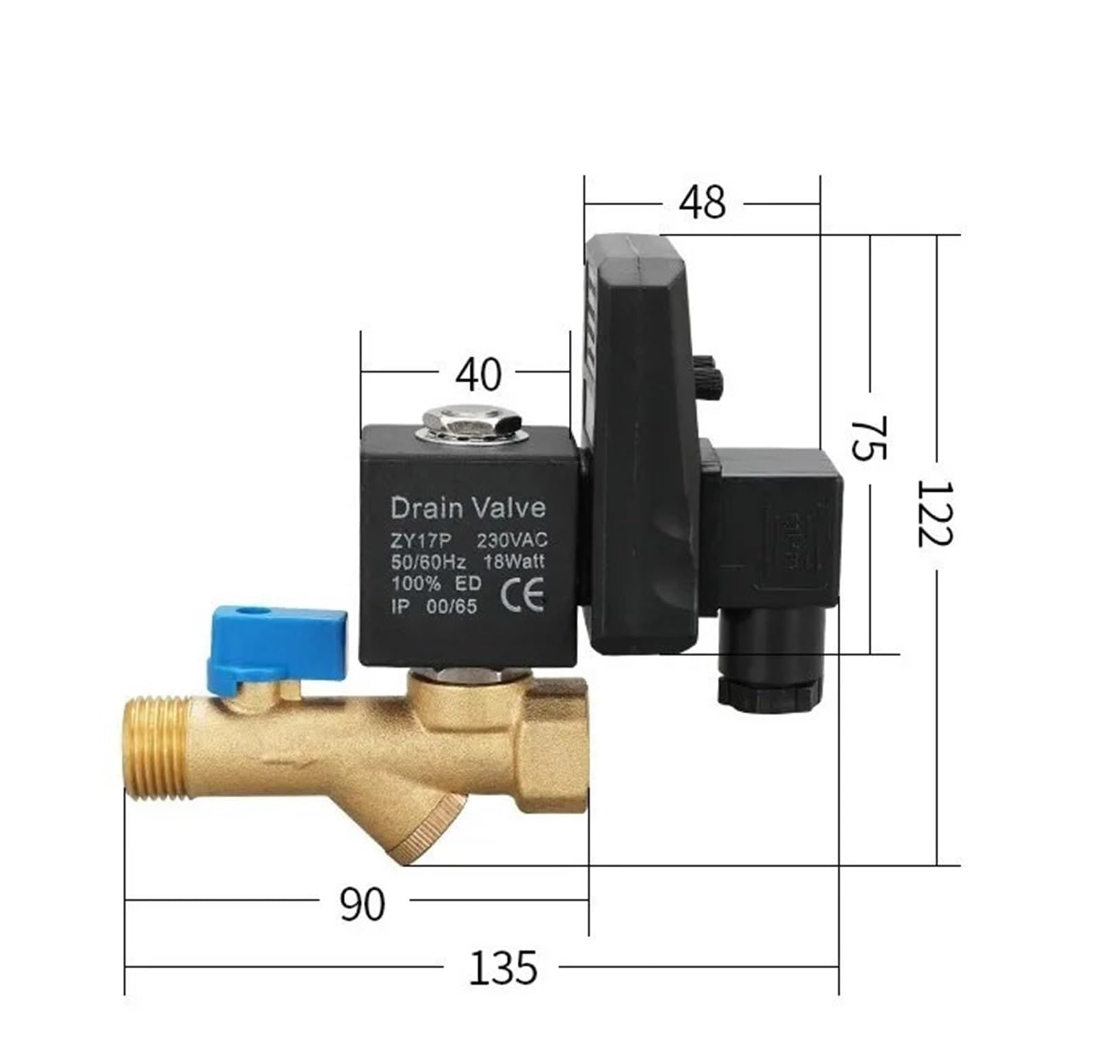 1 sztuka 1/2" DN15 220 V/24 V elektroniczny zawór spustowy z mosiądzu z automatycznym programatorem czasowym OPT-A B do chłodnicy zbiornika powietrza na sucho (typ typu split-body, AC220)