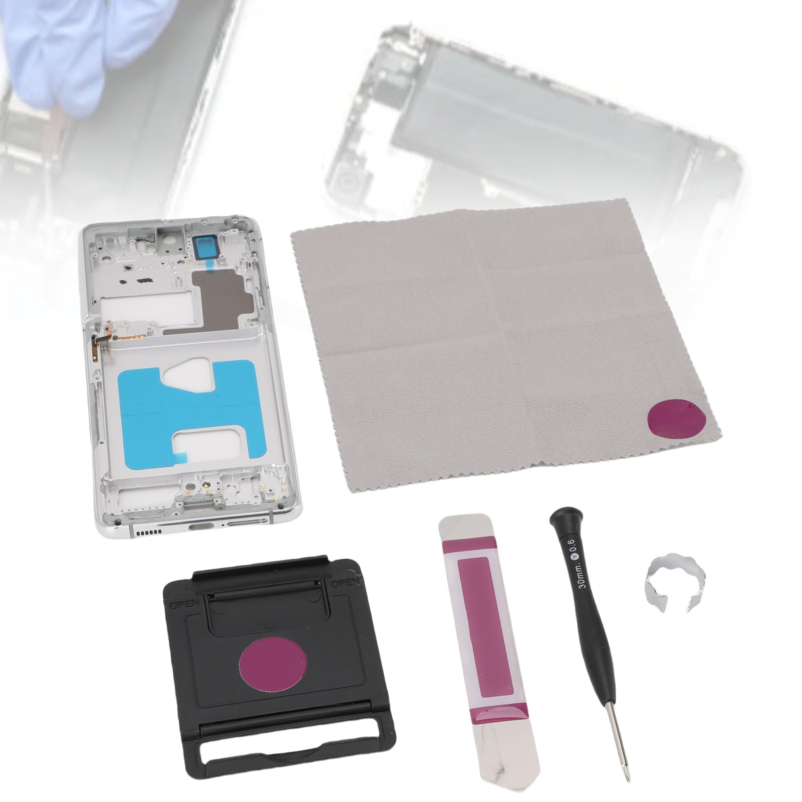 Jectse Piatta di Cornice del Telaio Centrale del Telefono, Fit Precise Telefono Accessorio Centro Centrale Anello LCD con Toolkit per Ultra 5G (Silver)