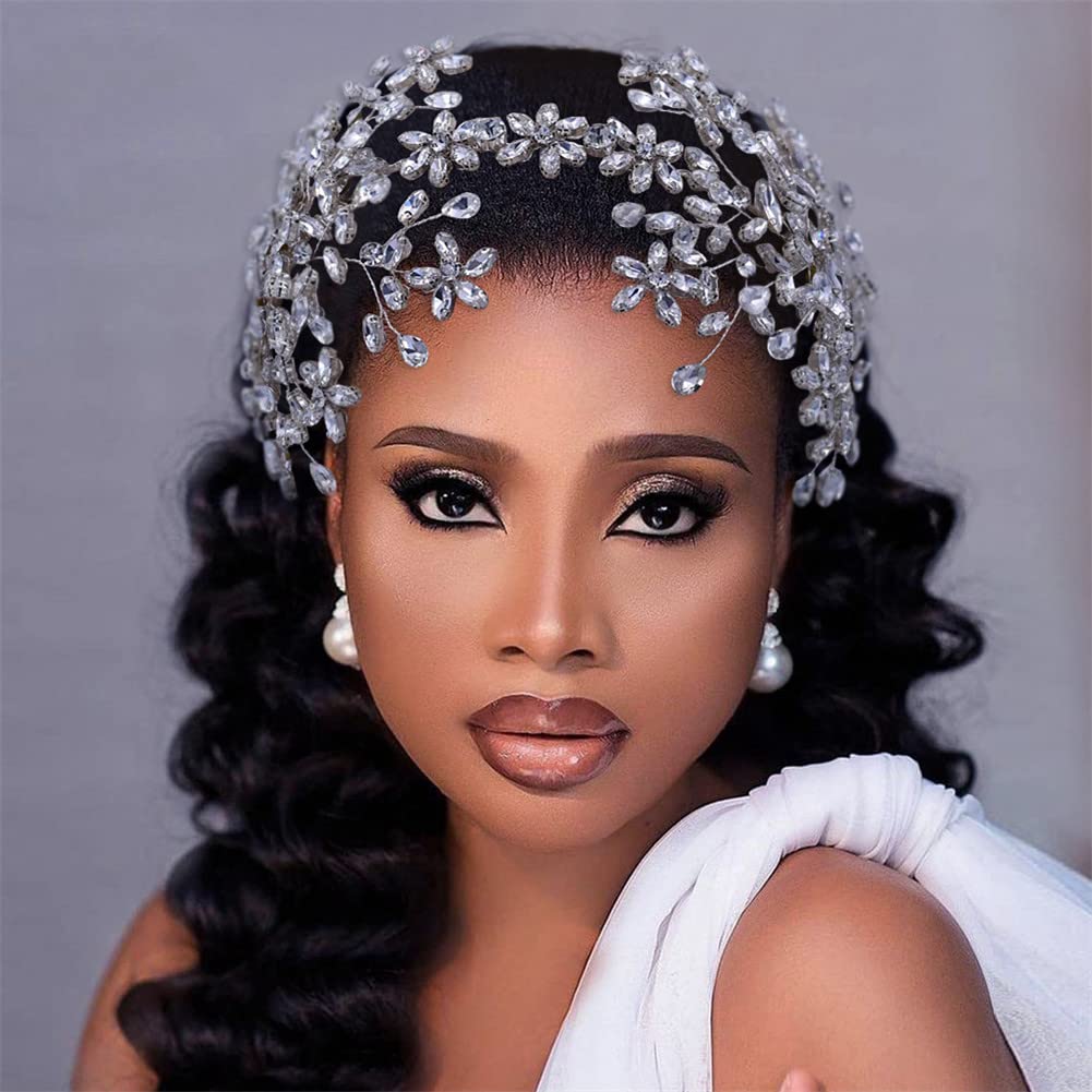 LNNSHX Hochzeit Krone Braut Haarbänder handgemachte Strass Kopfbedeckung Hochzeit Haarteil Frauen Tiara