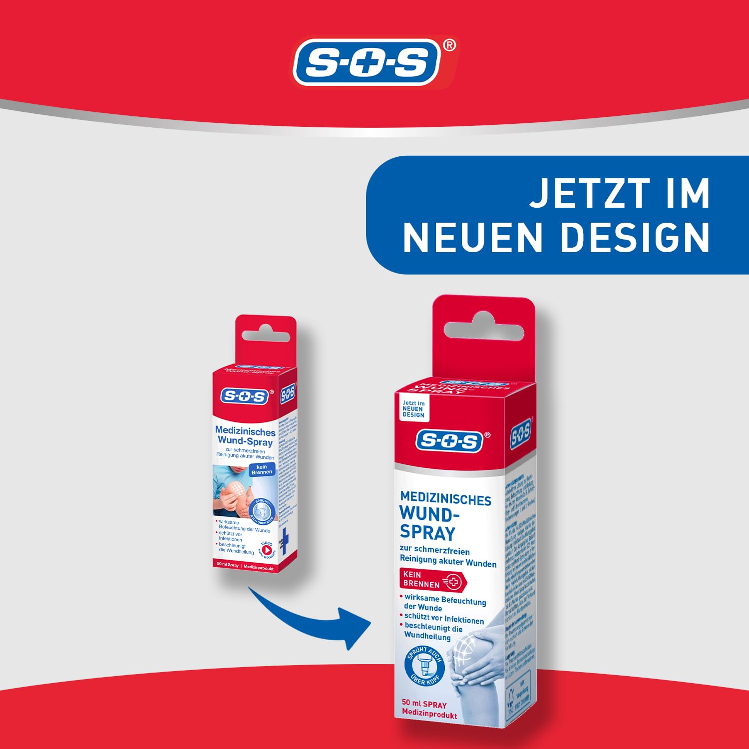 SOS Medizinisches Wund-Spray (8 x 50 ml) - zur schonenden Wundreinigung bei akuten Verletzungen - beschleunigt die Wundheilung und reduziert die Schwellung - zur schnellen Wundversorgung