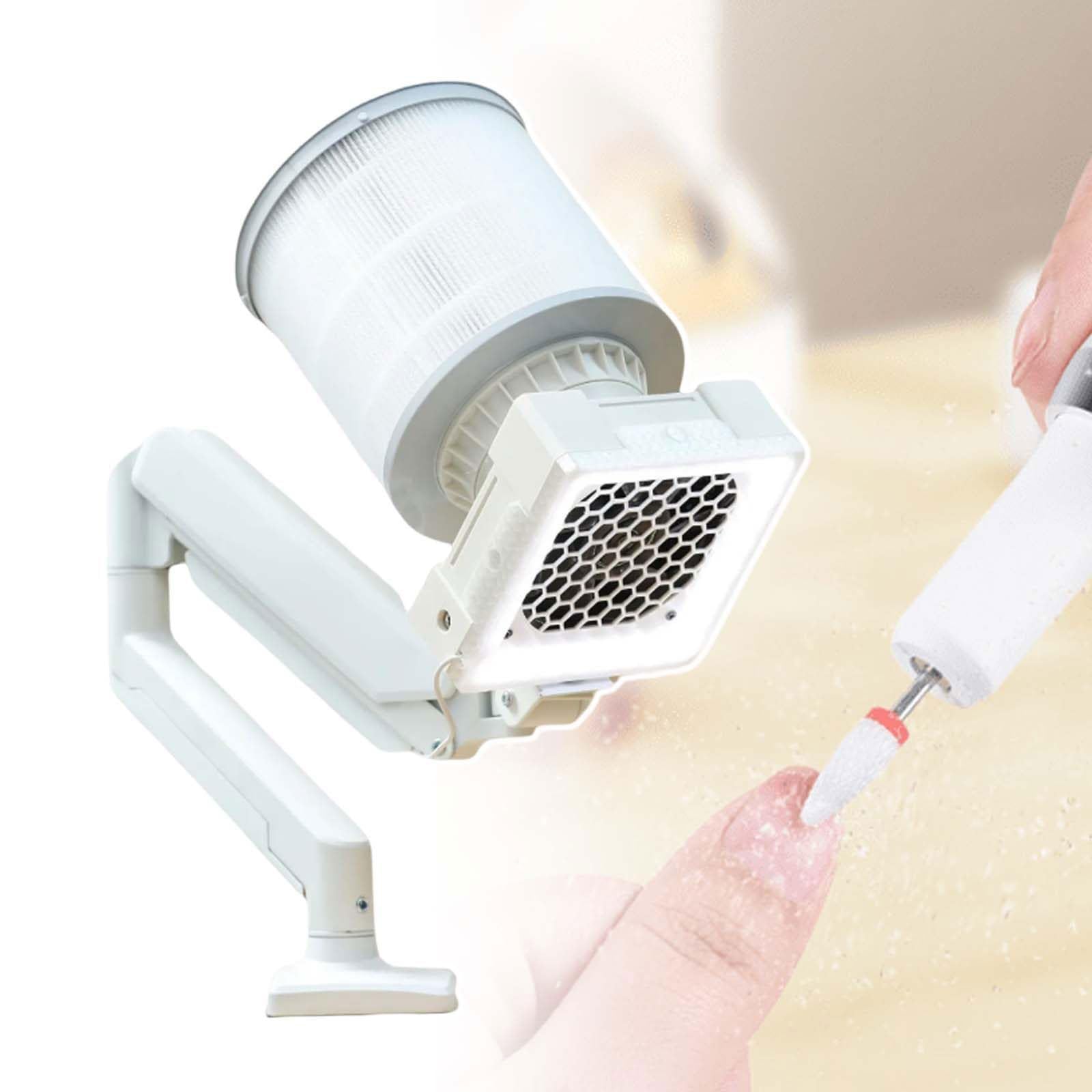 Aspirapolvere per unghie con staffa regolabile, lampada LED integrata e filtro intercambiabile, ideale per saloni di bellezza professionali e lucidatura unghie