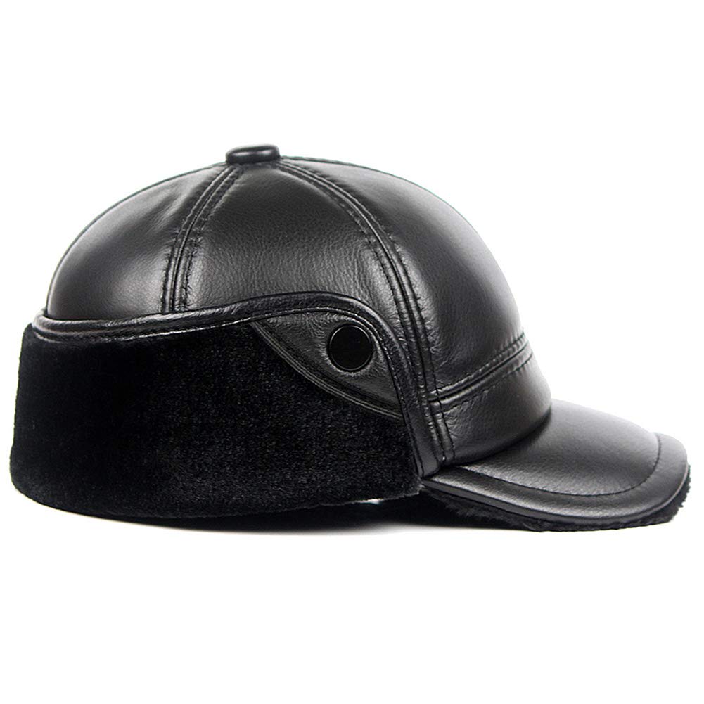 Uomo Cappellini da Baseball in Pelle Caldo Faux Pelliccia Cappello da Baseball Inverno Berretto con Paraorecchie per Padre Nonno