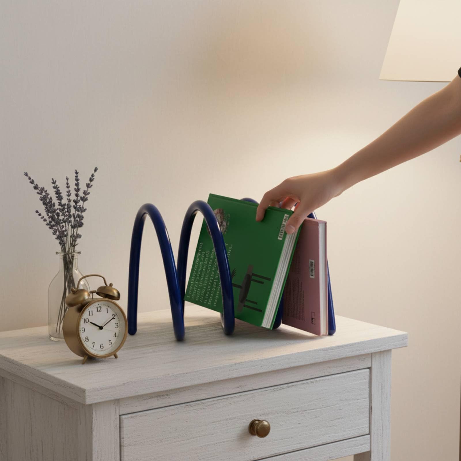 rockible Rotierender Buchständer Bücherhalter Buchstütze Spiral Kompakt Hält Hefte Und Bücher Getrennt für Aufgeräumte Arbeitsfläche für Büro Tisch Wohnzimmer Leseecke, Blau