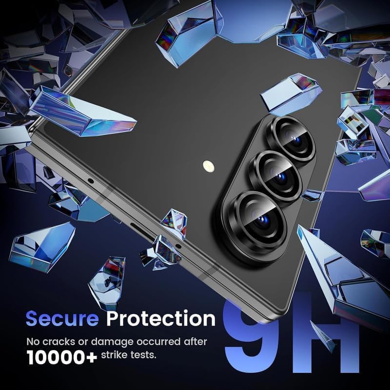 Image of Pack 3 - Camera lens Protector Ring Compatible with Samsung Galaxy Z Fold 8 Ultra 5G Camera Tempered Glass Aluminum Alloy Rings, Ultra-HD Metal Frame- Black