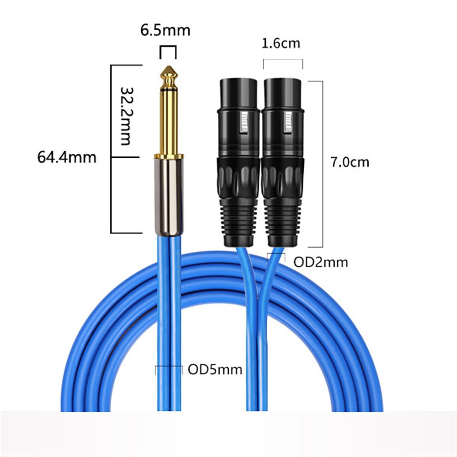 kabel audio do gitary 6.5 Duży Dwużyłowy Kabel Audio Gitara Podłączona Do Wzmacniacza Mocy Kabel Audio 6.5 Jednopunktowy Dwuprzewodowy (Color : 1 meter)