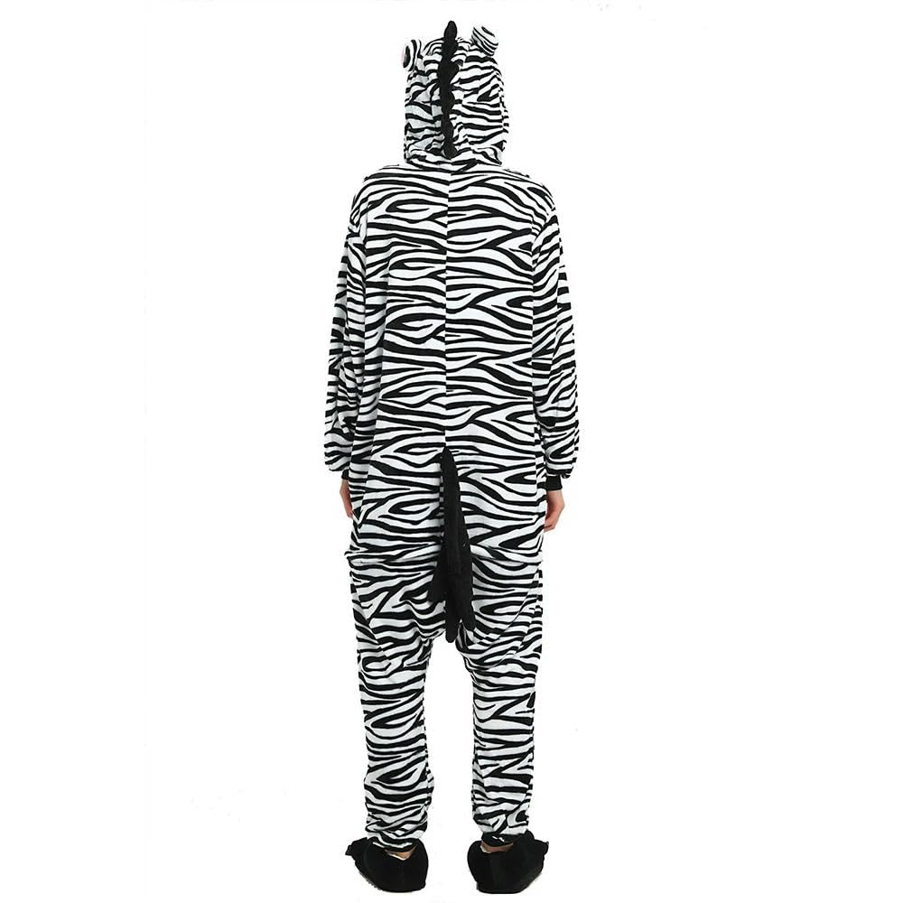 NYSDM Zebra Tutina Adulto Donna Pigiama Costume Animale Pigiama Un Pezzo Flanella Inverno Caldo Largo Uomini Coppia Cosplay Pigiama