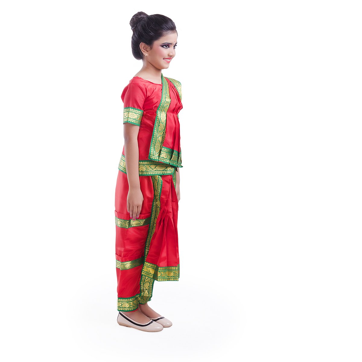 FancyDressWale Bharatnatyam Dance Dress for Girls (8-10 Years, Red) 1