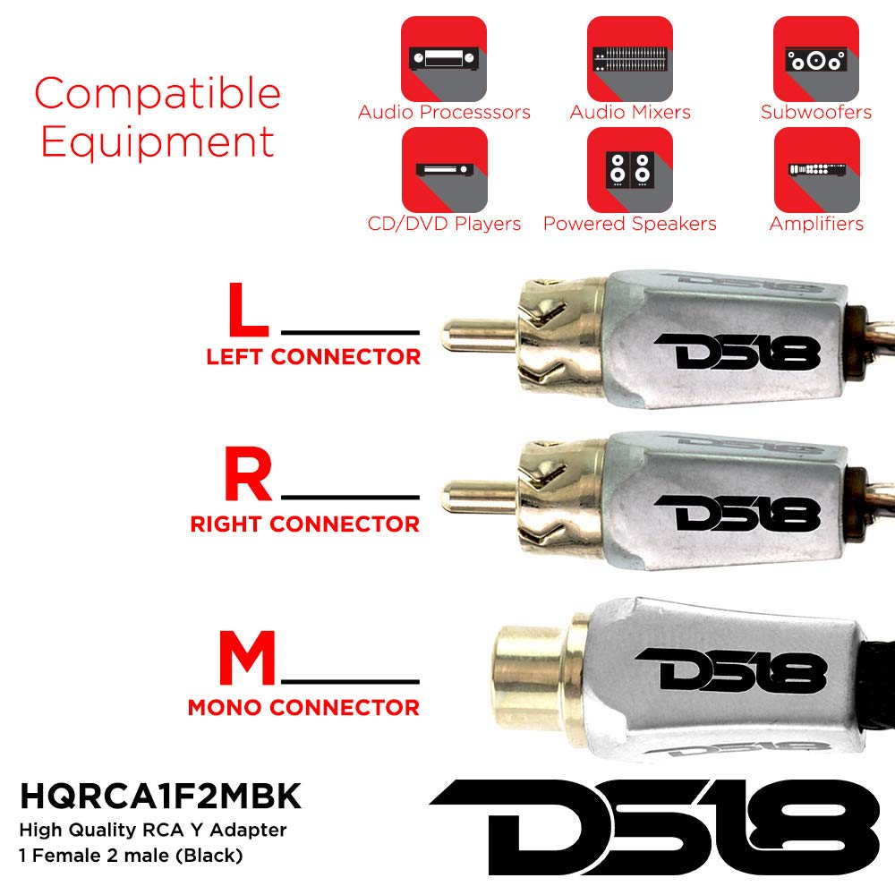 1 Female To 2 Male RCA Y-Adapter Splitter Cable - OFC Twisted Pair For Home Audio Or Car 8 thumbnail image