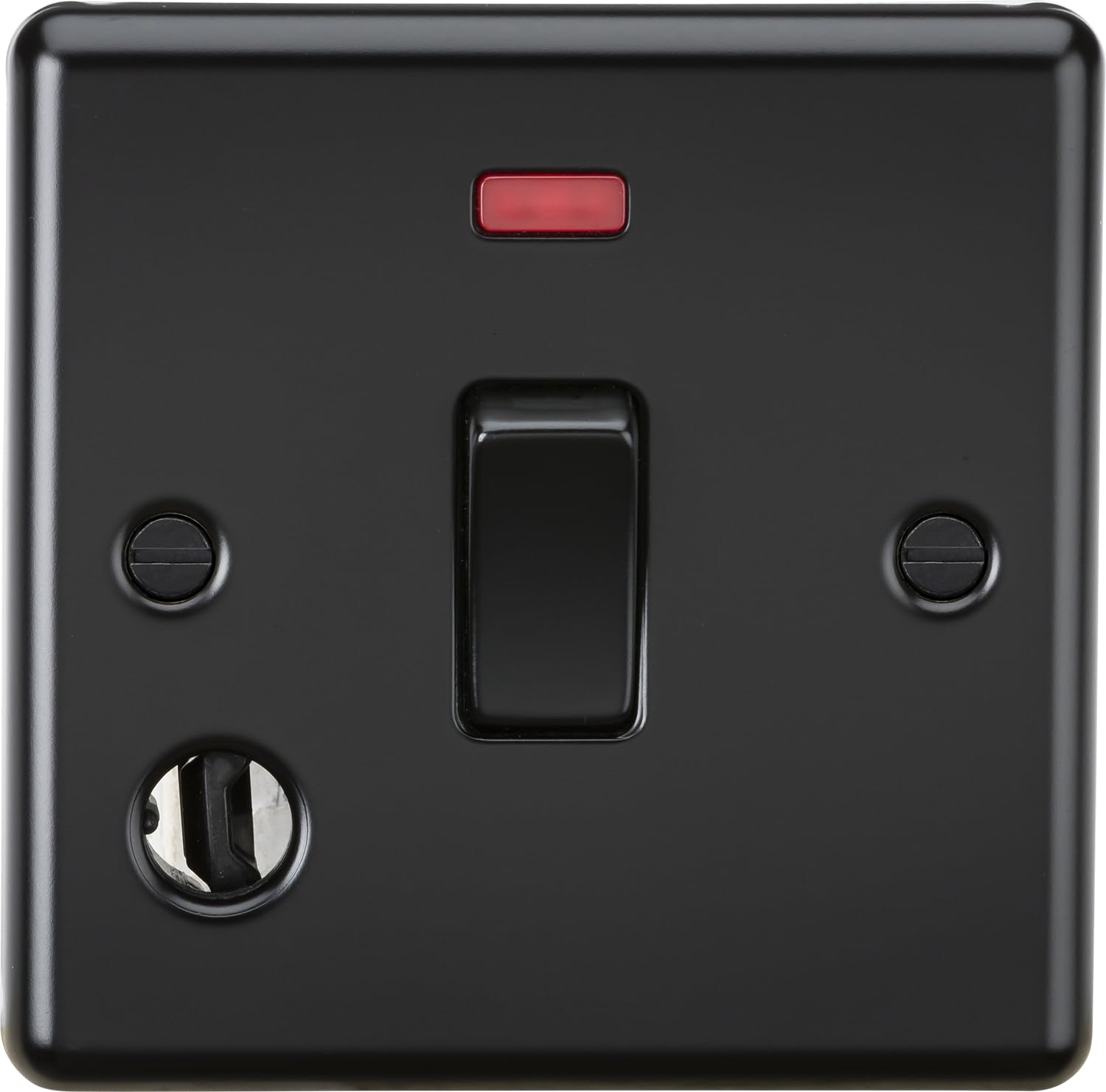 Knightsbridge Matt Black 20A 1G Dp Switch With Neon & Flex Outlet