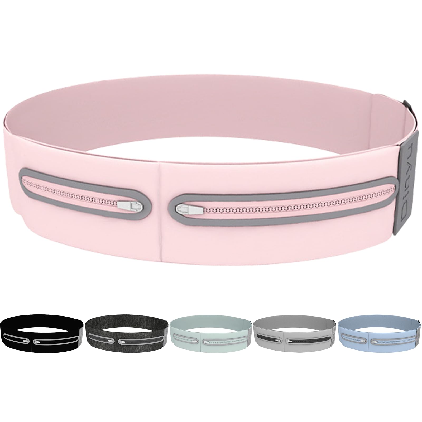 SCCGKP Running Belt for Women and Men Lightweight Running Waist Belt, Multi-Pocket Phone Holder Running Pouch (Pink, Large)