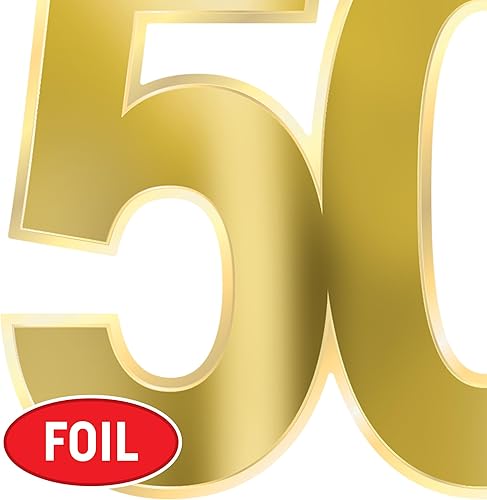 Miniatura 3 de Beistle 12 piezas de papel de cartulina dorada para decoración de fiesta de cumpleaños 50 para el hogar y la oficina